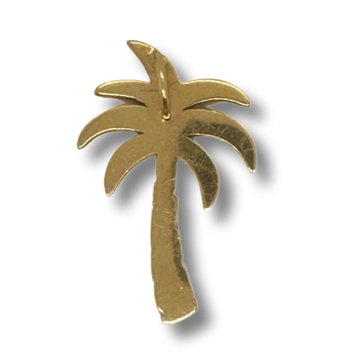 Women's or Men's Jason Of Beverly Hills 14k Yellow Gold & Diamond Palm Tree Pendant For Sale