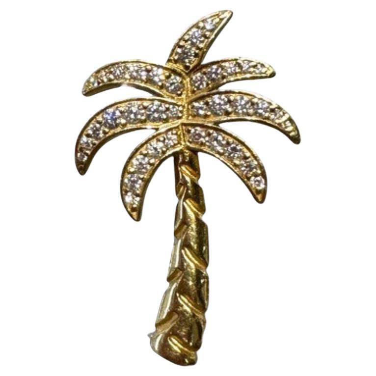 Jason Of Beverly Hills 14k Yellow Gold & Diamond Palm Tree Pendant For Sale