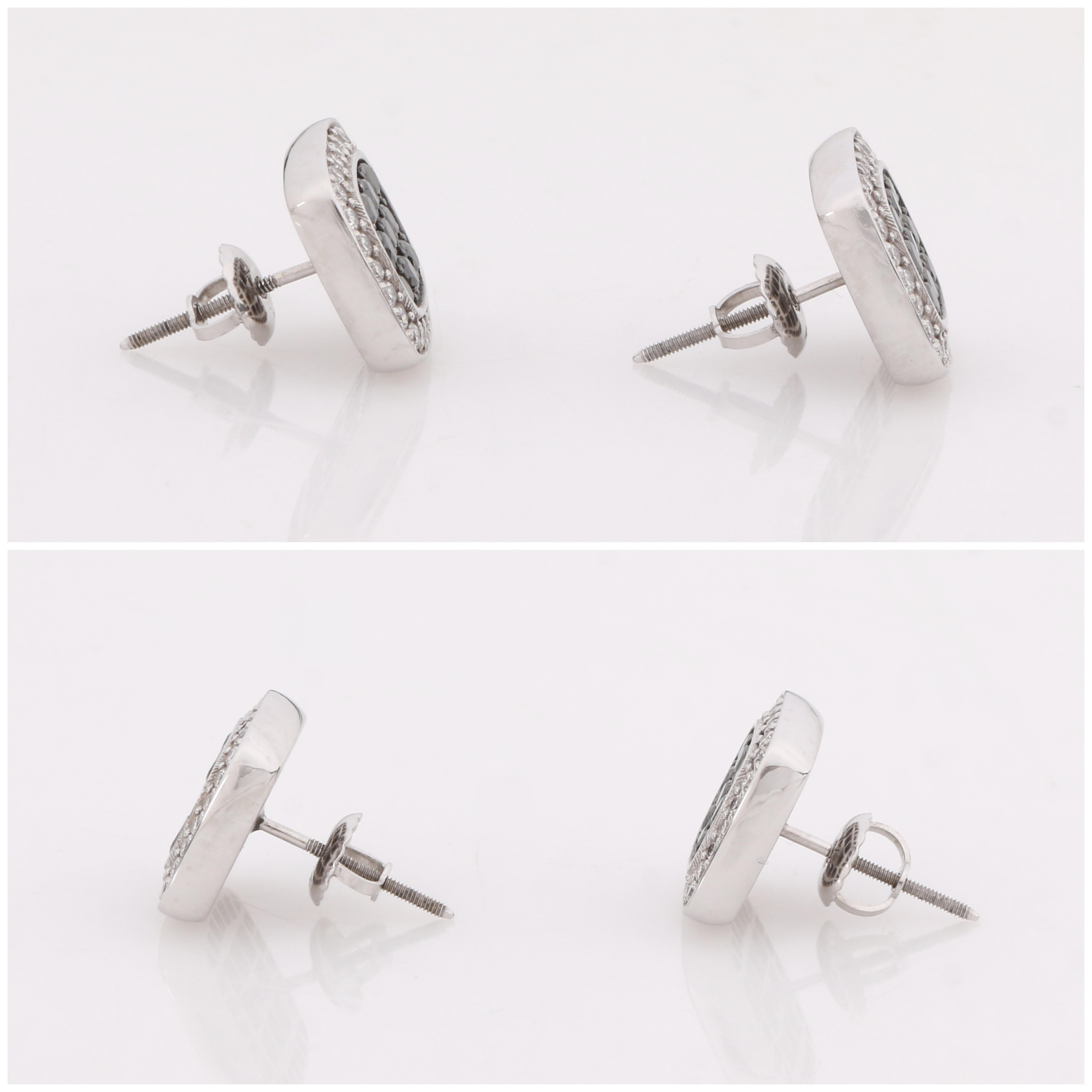 JASON OF BEVERLY HILLS Black and White Diamond 14K White Gold Stud ...