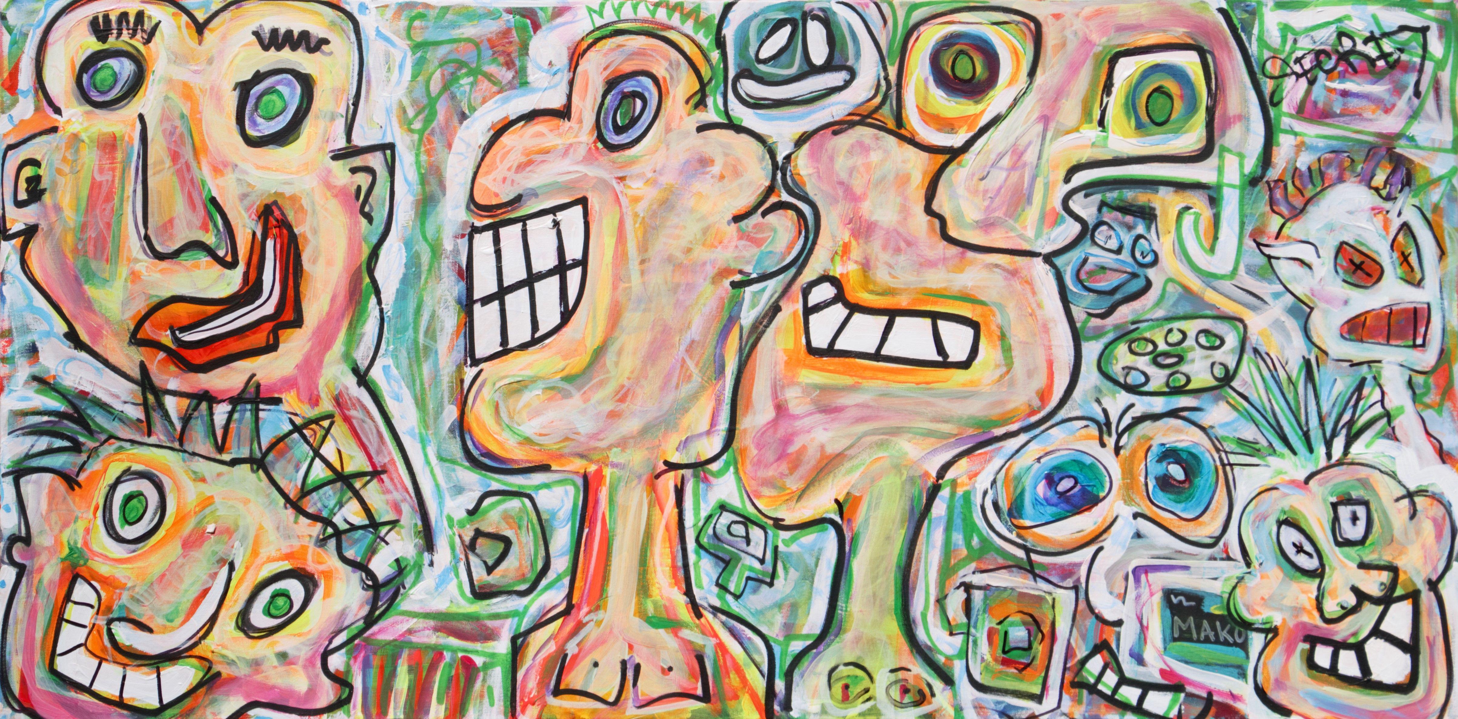 Jason Piken Abstract Painting - Faces, Painting, Acrylic on Canvas