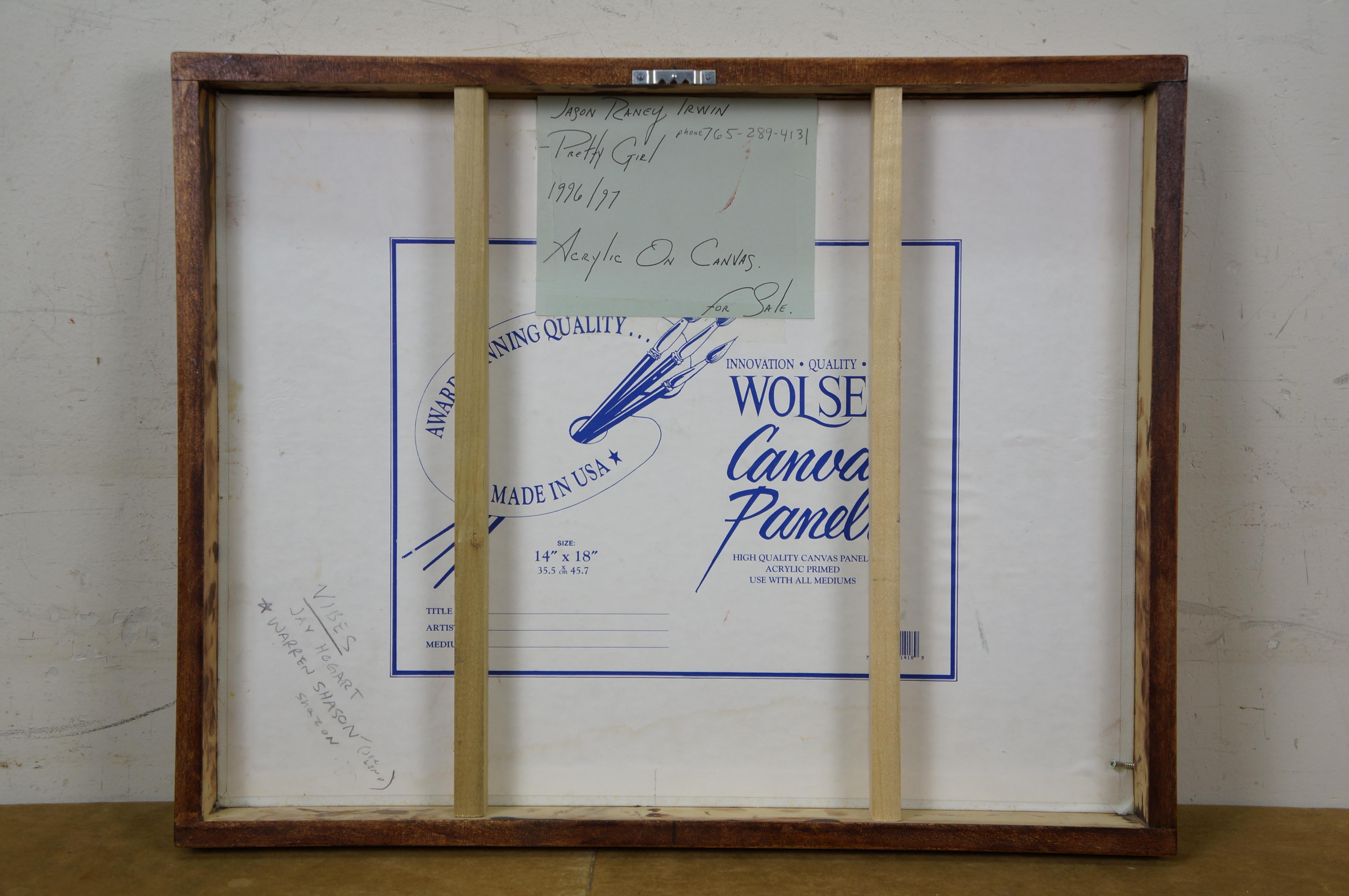 Jason Raney IRWIN 1997 Hübsches Mädchen abstrakte Acryl-Leinwand auf dem Brett Malerei 19