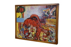 Jason Raney Irwin 1997 Pretty Girl Abstract Acrylic Canvas on Board Painting 19"