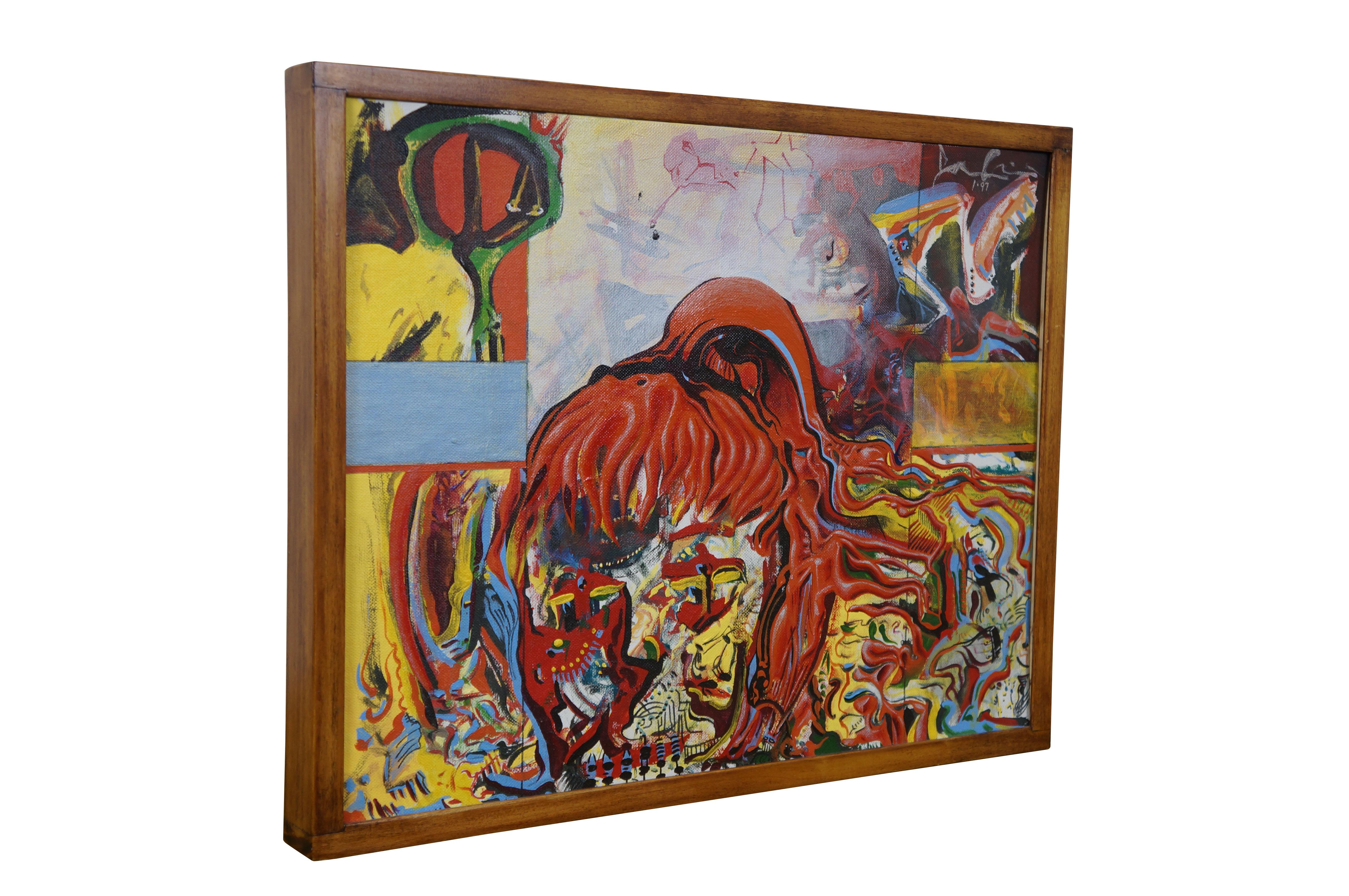 Jason Raney IRWIN 1997 Hübsches Mädchen abstrakte Acryl-Leinwand auf dem Brett Malerei 19