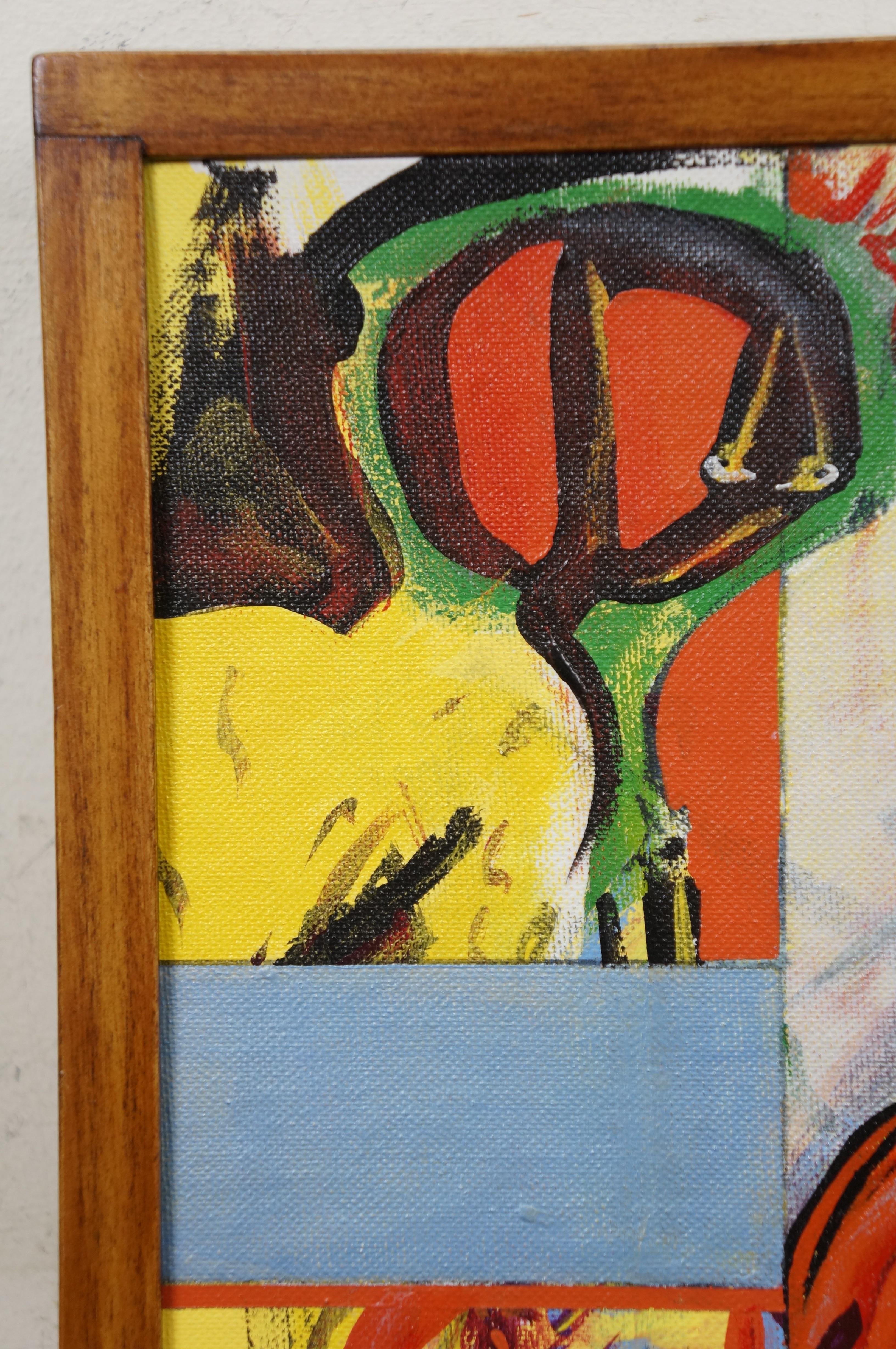 Jason Raney IRWIN 1997 Hübsches Mädchen abstrakte Acryl-Leinwand auf dem Brett Malerei 19