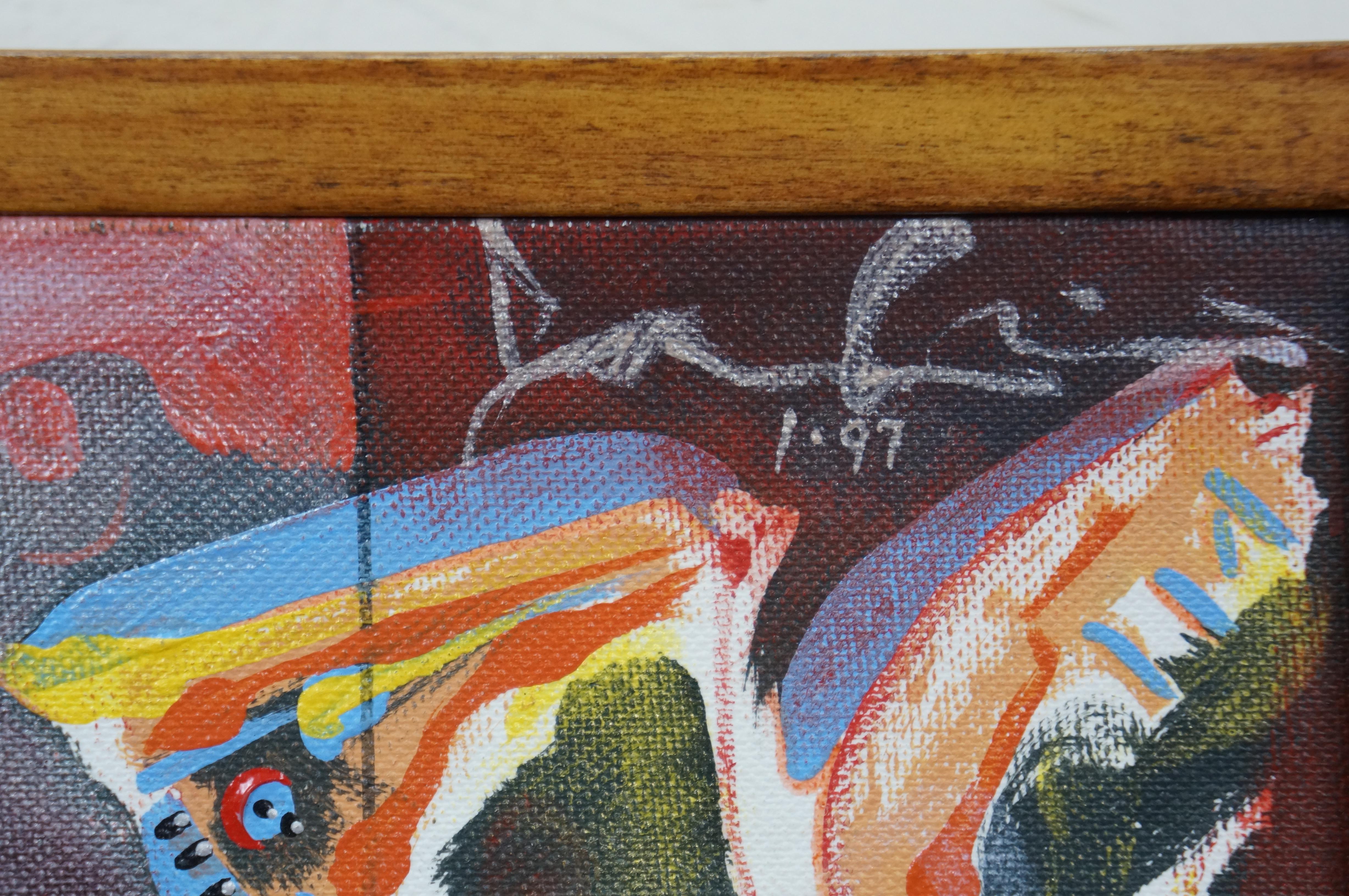 Jason Raney IRWIN 1997 Hübsches Mädchen abstrakte Acryl-Leinwand auf dem Brett Malerei 19