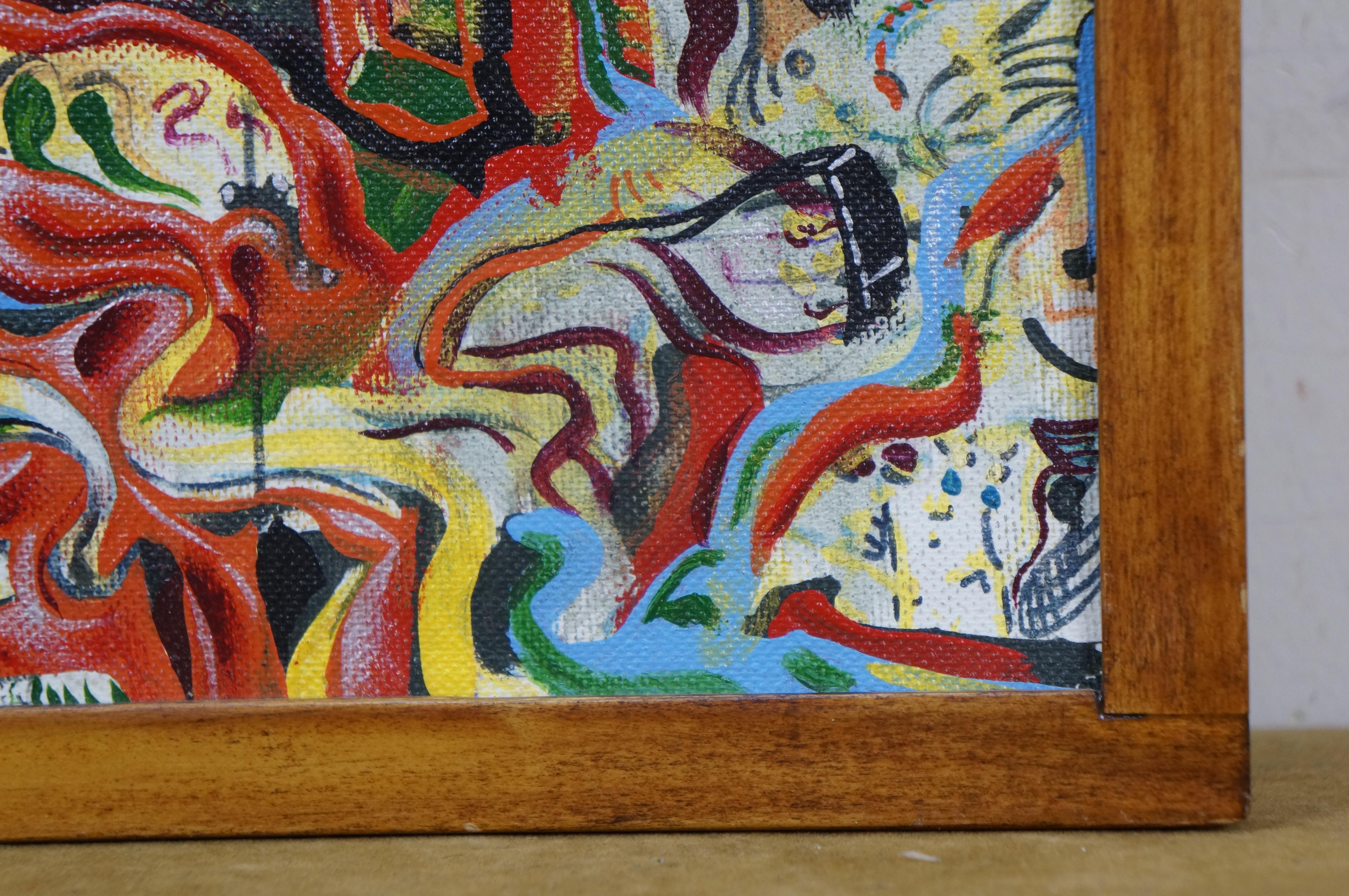 Jason Raney IRWIN 1997 Hübsches Mädchen abstrakte Acryl-Leinwand auf dem Brett Malerei 19