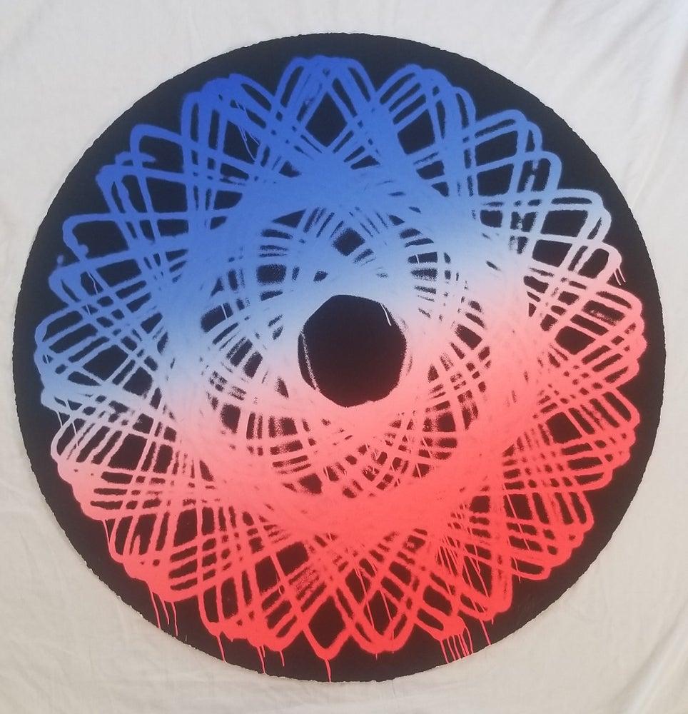 Black Spirograph_32_a Signed and Numbered Tondo Circular Screenprint - Print by Jason Revok