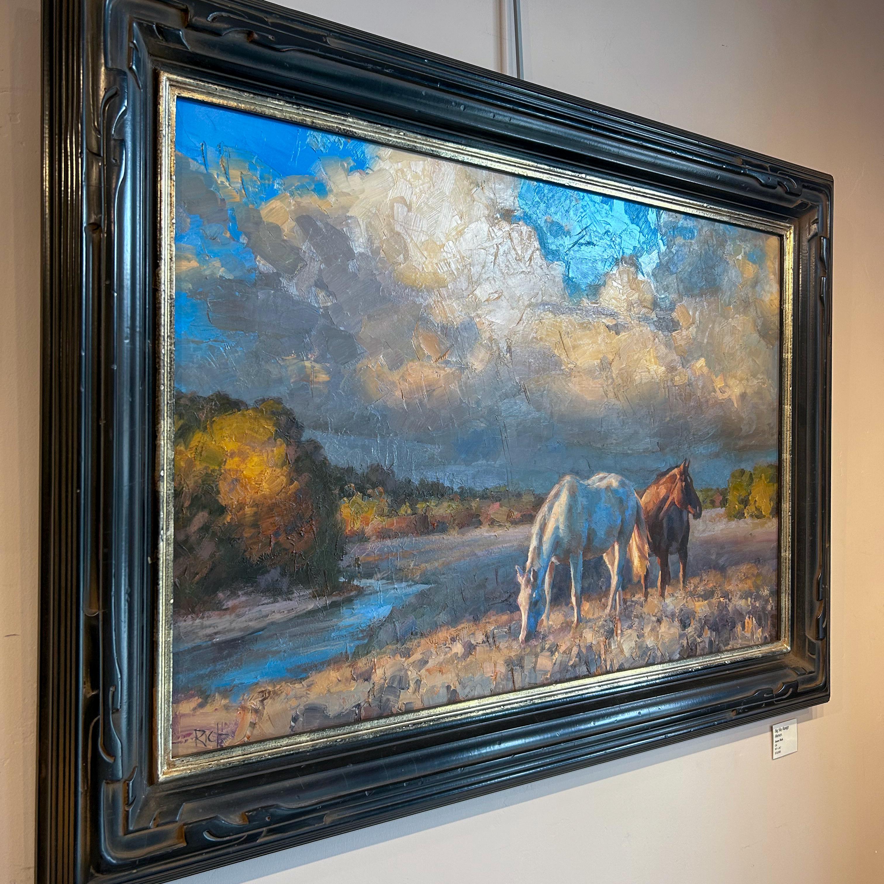 Big Sky Range Horses Jason Rich Western Art Landschaft, Ölgemälde auf Leinwand im Angebot 2
