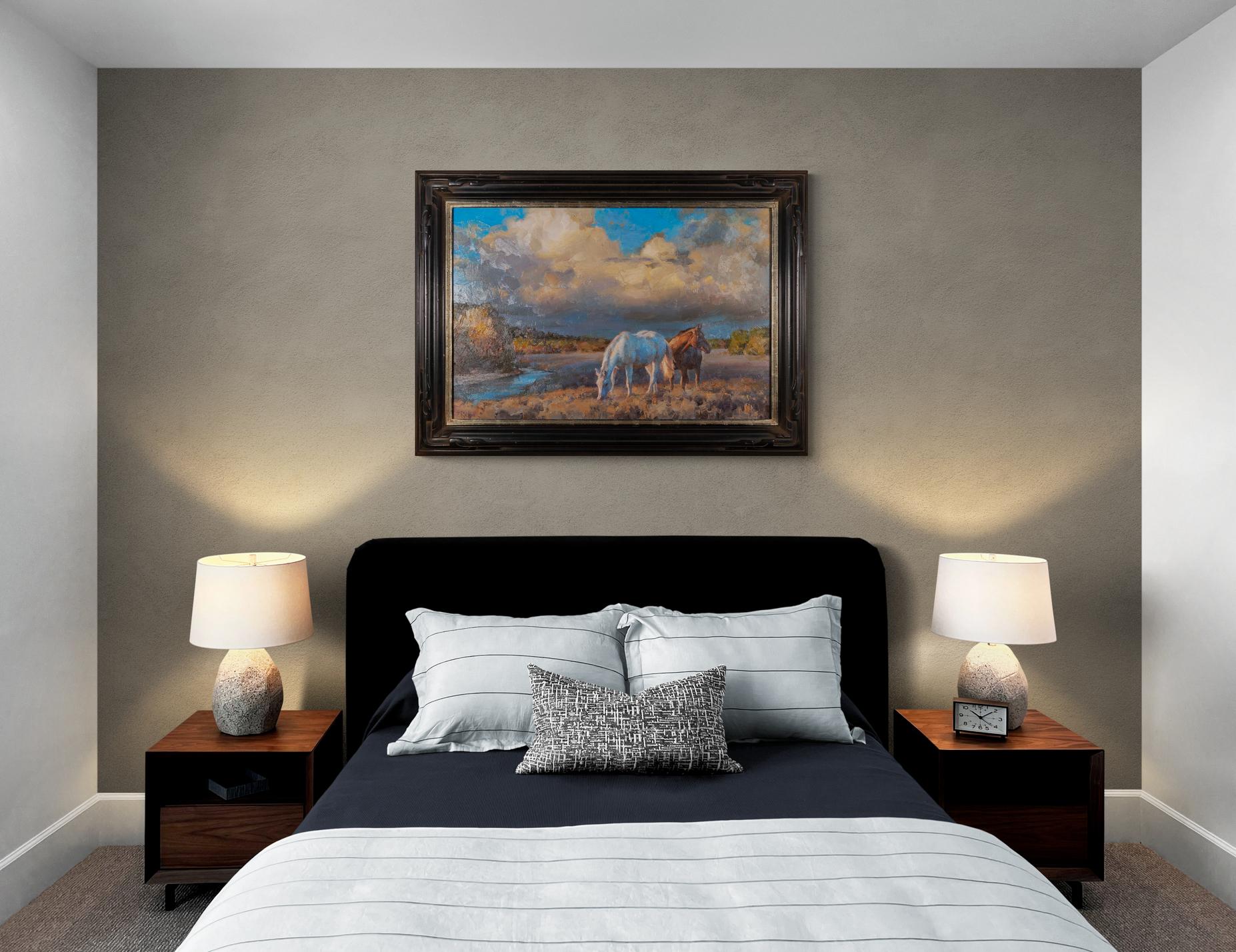 Big Sky Range Horses Jason Rich Western Art Landschaft, Ölgemälde auf Leinwand im Angebot 3