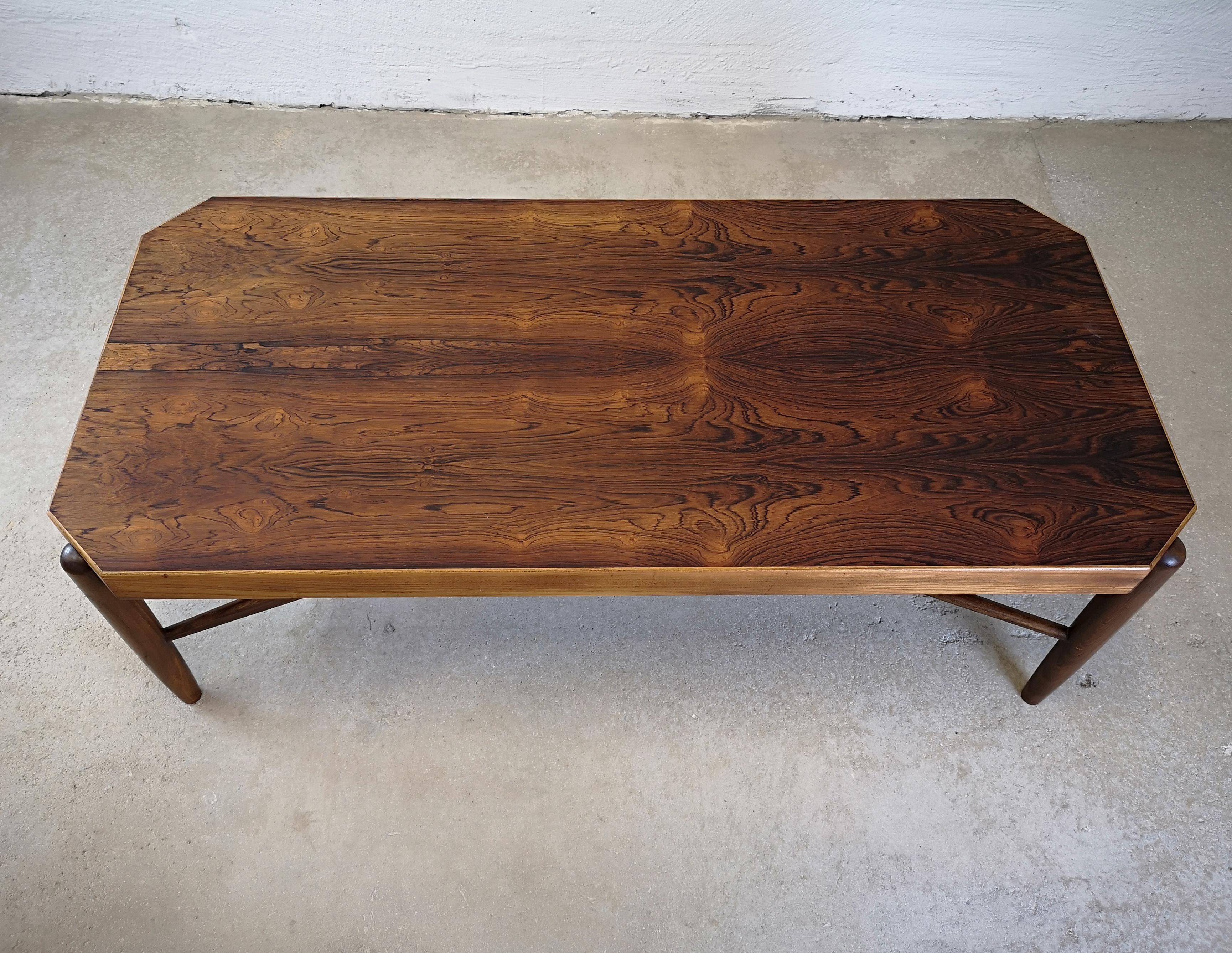 Rare Mid-Century Modern Danish modern Jason Ringsted rosewood and teak coffee table. 

The top of the table is in very good condition. The legs have wear and in vintage condition.