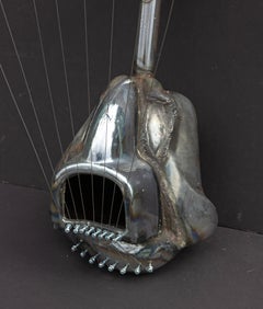Abstract Brutalist Chrome  Sculpture by Jason Seley "Sculptor's Harp 2" 1966