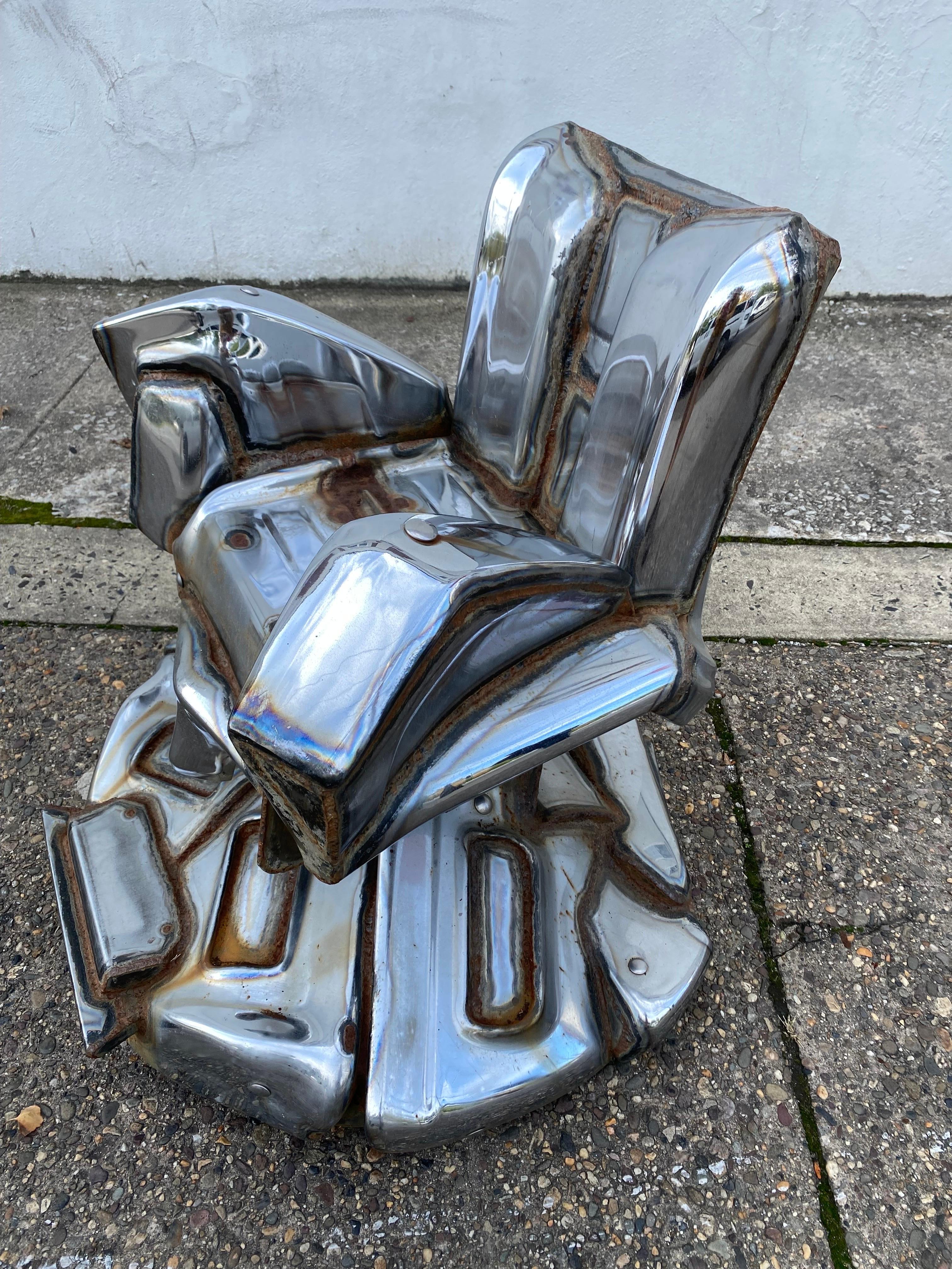 Mid-Century Modern Chaise pivotante en acier soudé Jason Seley en vente