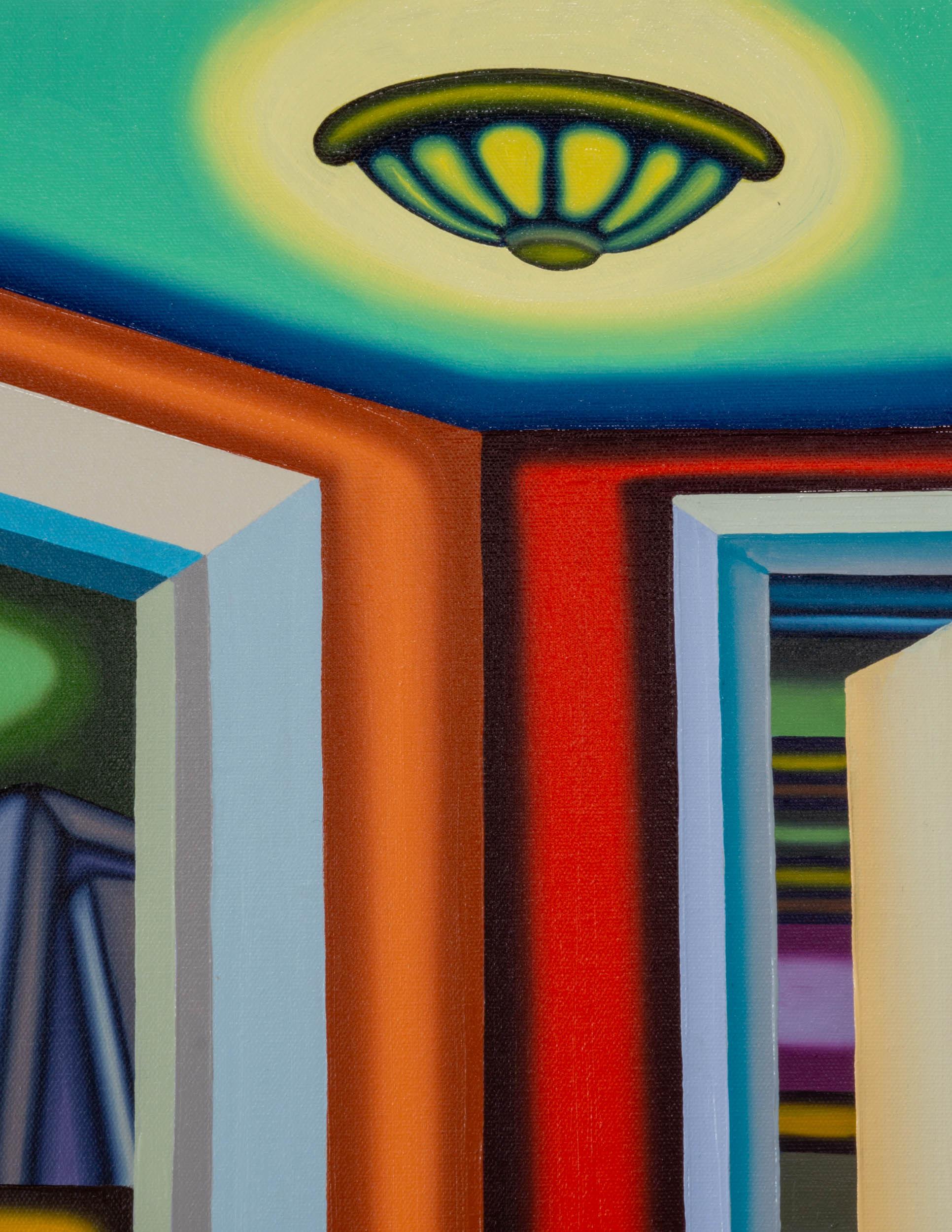 THE EDGE OF THE HALL - Cubist Interior Painting Inspired by Covid Lockdown For Sale 2