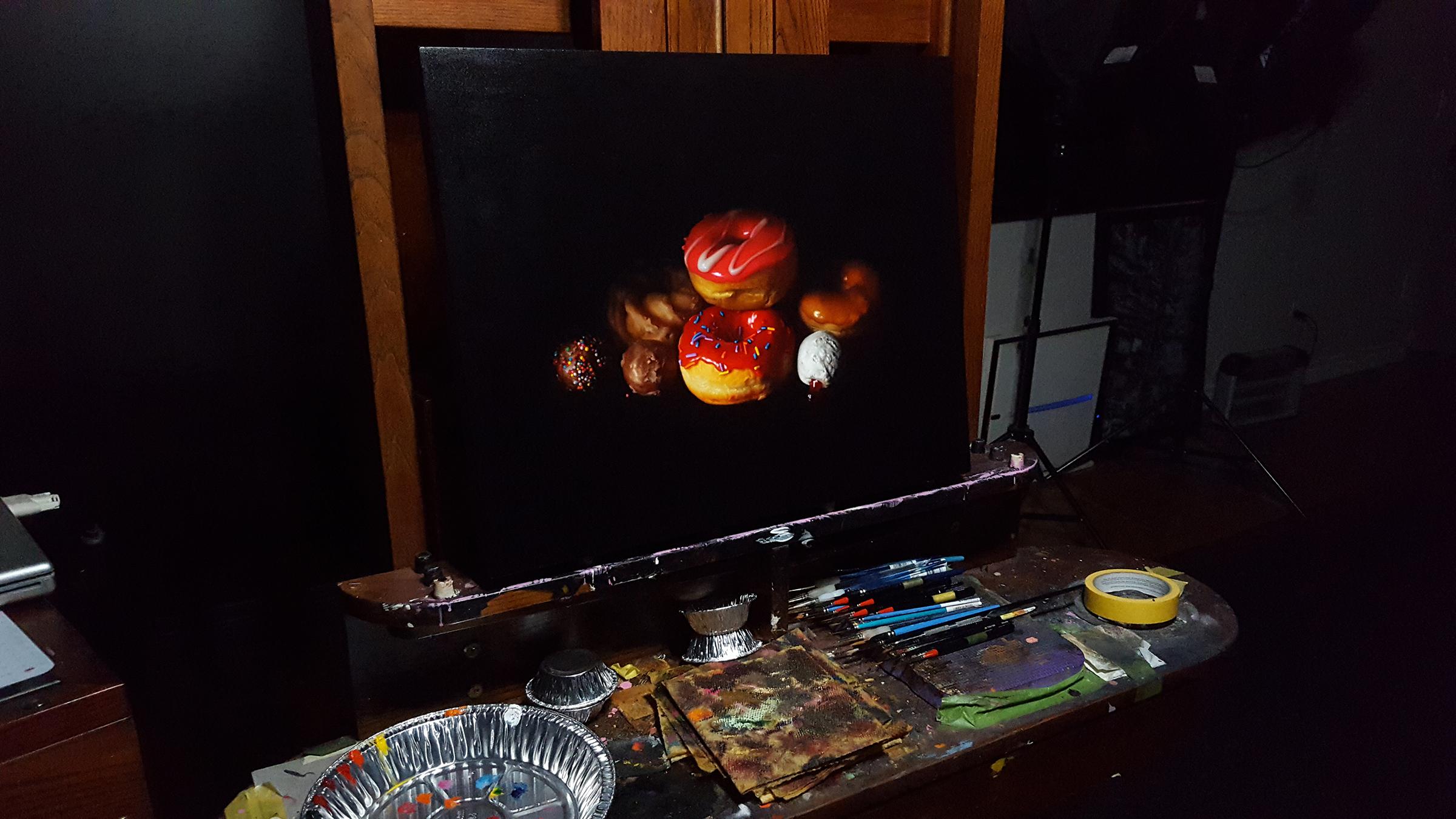 Peinture à l'huile « Noyer Pile » - Noir Still-Life Painting par Jason Walker