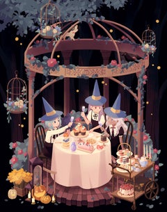 "Tea Party" (2024) di Sang Lam, Stampa digitale su metallo