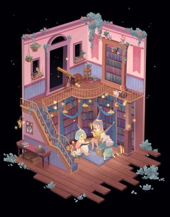"La Biblioteca" (2023) Por Sang Lam, Impresión digital sobre metal