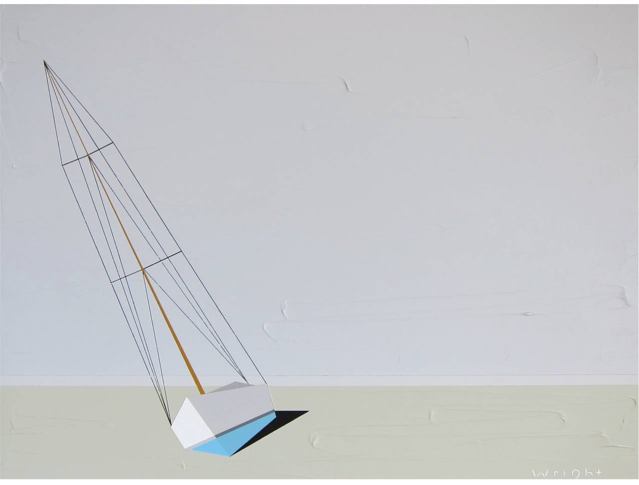 Liebling, Öl, Acryl, Segelboot, Strukturiert, Wasser, Strandhaus, Blau, Segeln – Painting von Jason Wright