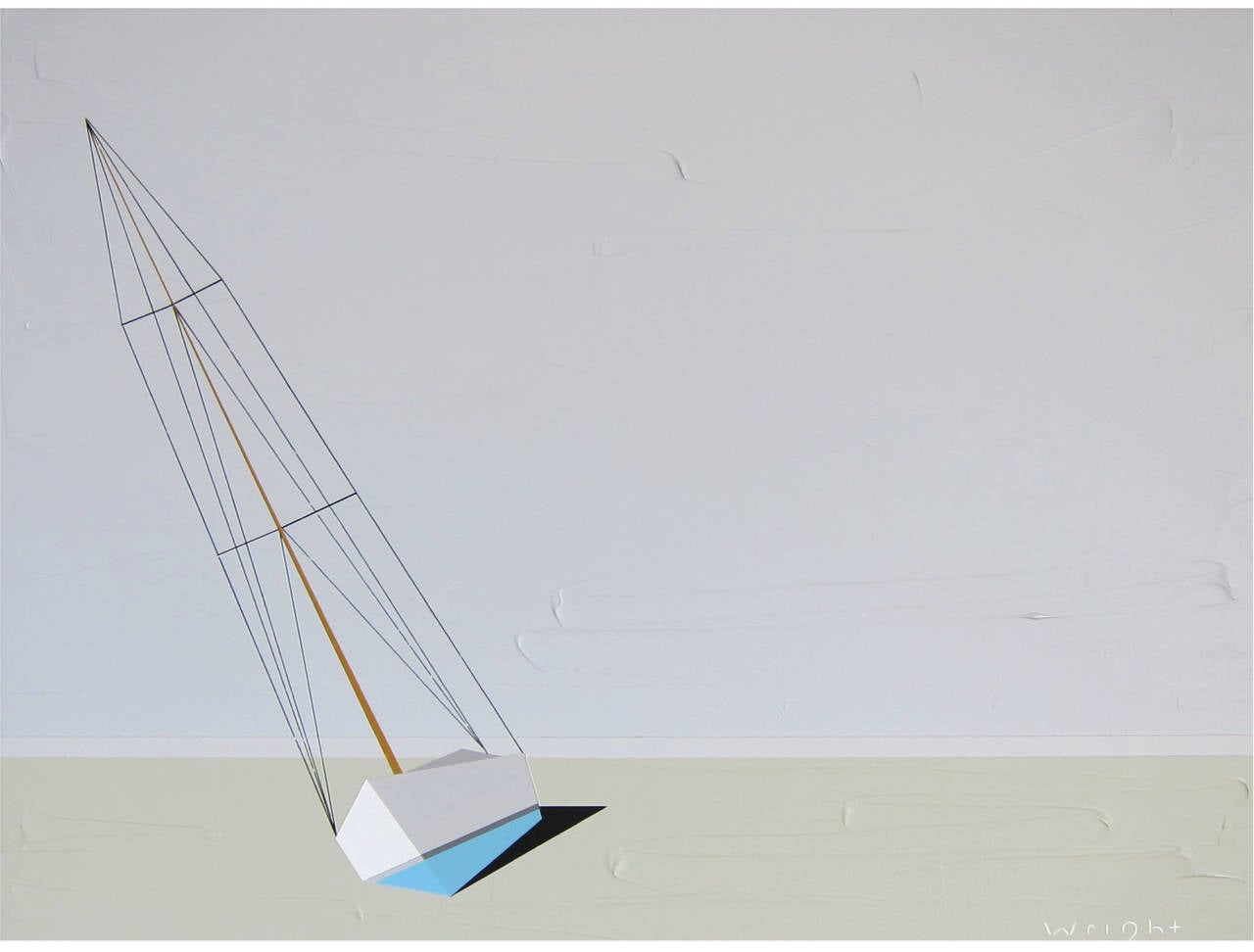 Darling, huile, acrylique, voilier, texturé, eau, maison de plage, bleu, voile - Painting de Jason Wright