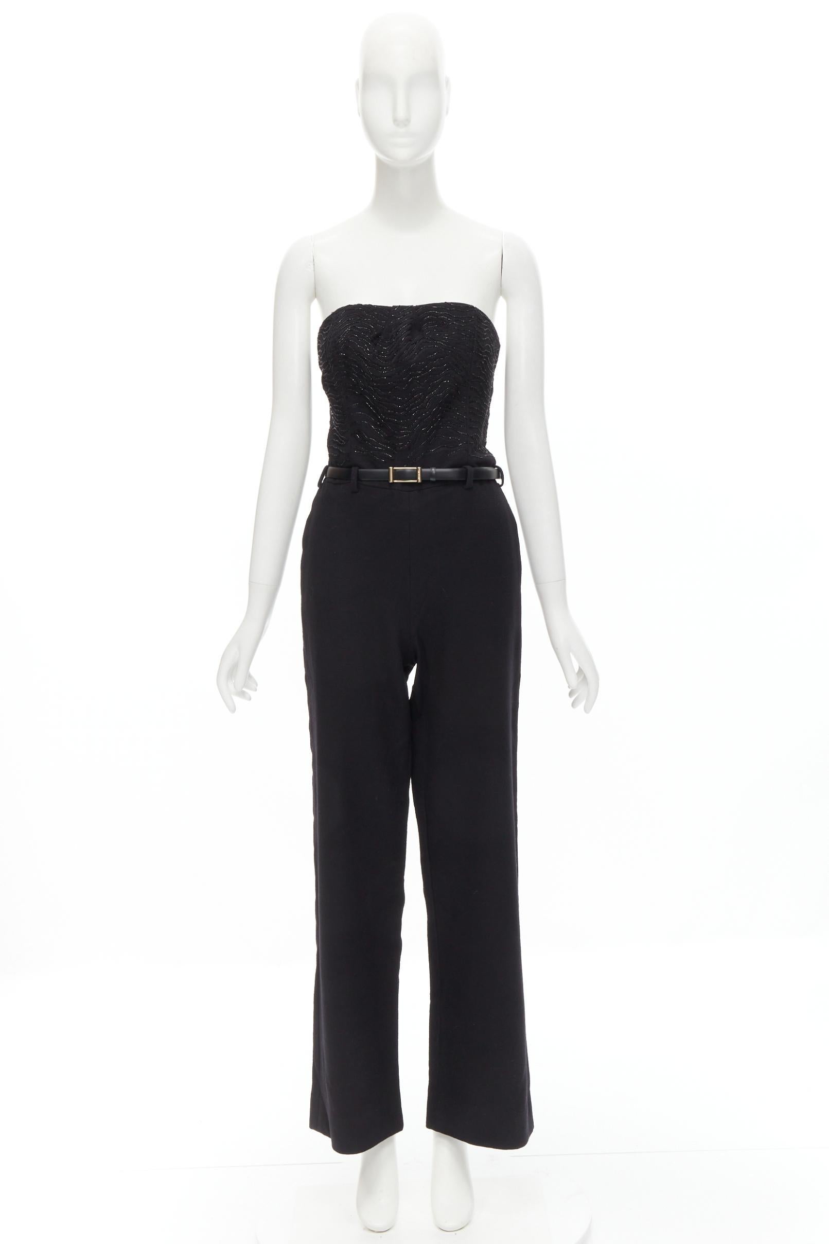 JASON WU 2014 Runway black bead embellished boned corset belted jumpsuit US2 XS For Sale 5