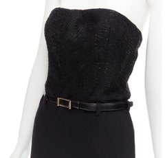 JASON WU 2014 Runway noir perles embellies corset désossé combinaison ceinturée US2 XS