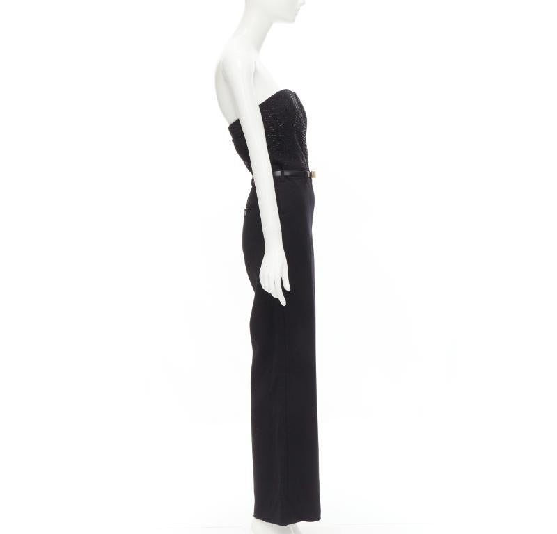 JASON WU 2014 Pasarela negro adornado con perlas corsé deshuesado con cinturón mono US2 XS en Excelente estado para la venta en Hong Kong, NT