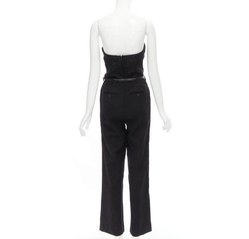 De las mujeres JASON WU 2014 Pasarela negro adornado con perlas corsé deshuesado con cinturón mono US2 XS en venta