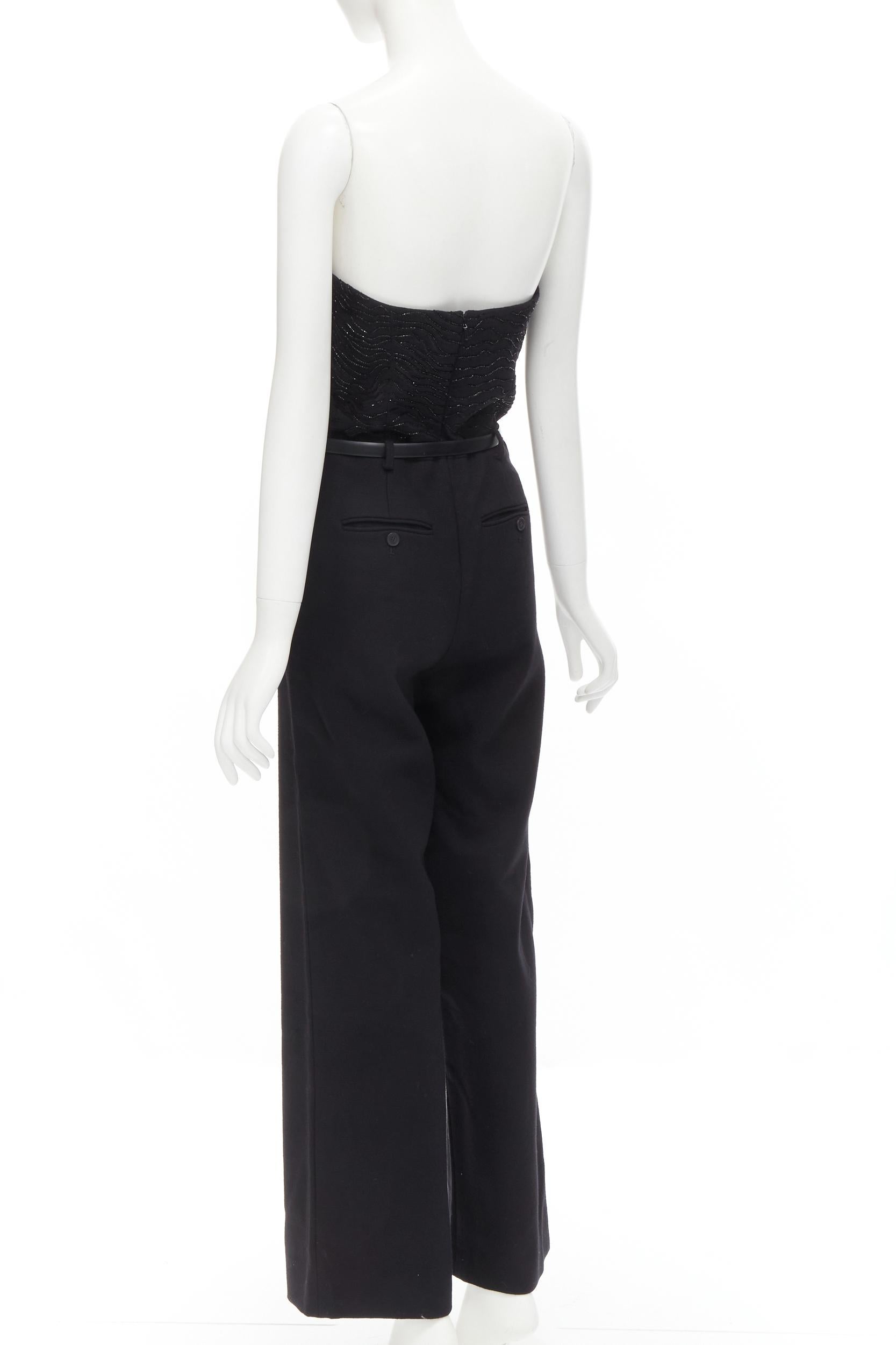JASON WU 2014 Runway black bead embellished boned corset belted jumpsuit US2 XS For Sale 1