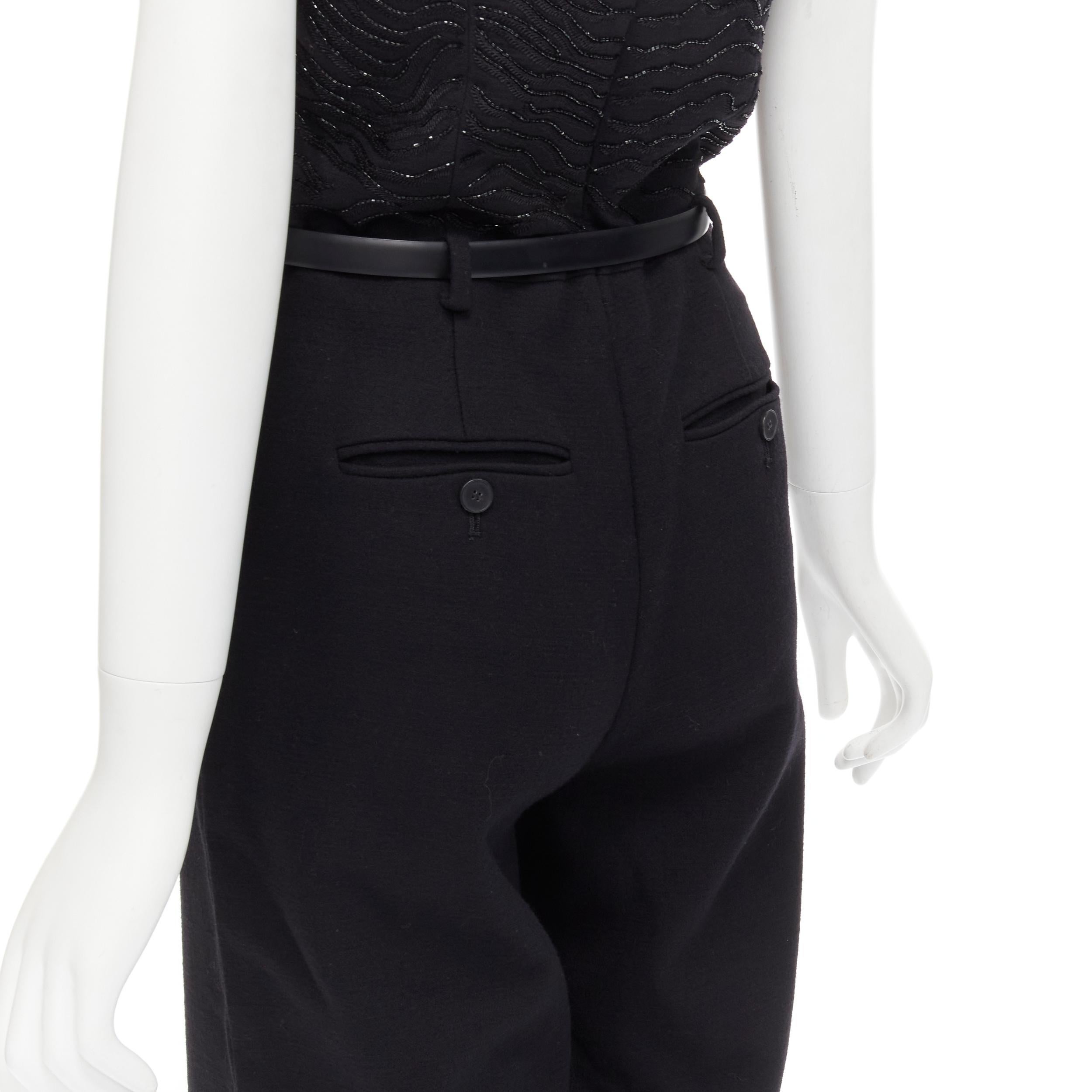 Women's JASON WU 2014 Runway black bead embellished boned corset belted jumpsuit US2 XS