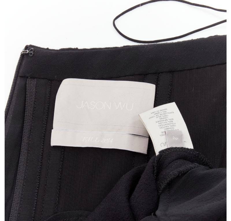 JASON WU 2014 Pasarela negro adornado con perlas corsé deshuesado con cinturón mono US2 XS en venta 4