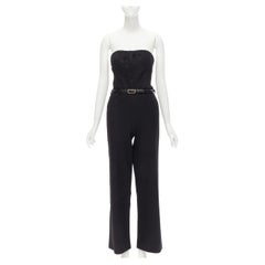 JASON WU 2014 Runway black bead embellished boned corset belted jumpsuit US2 XS