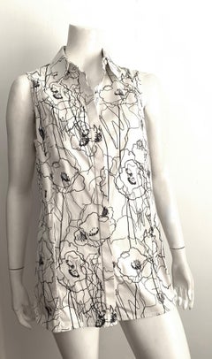 Jason Wu 2016 Resort Scribble Print Cotton Long Sleeveless Shirt Size 10.