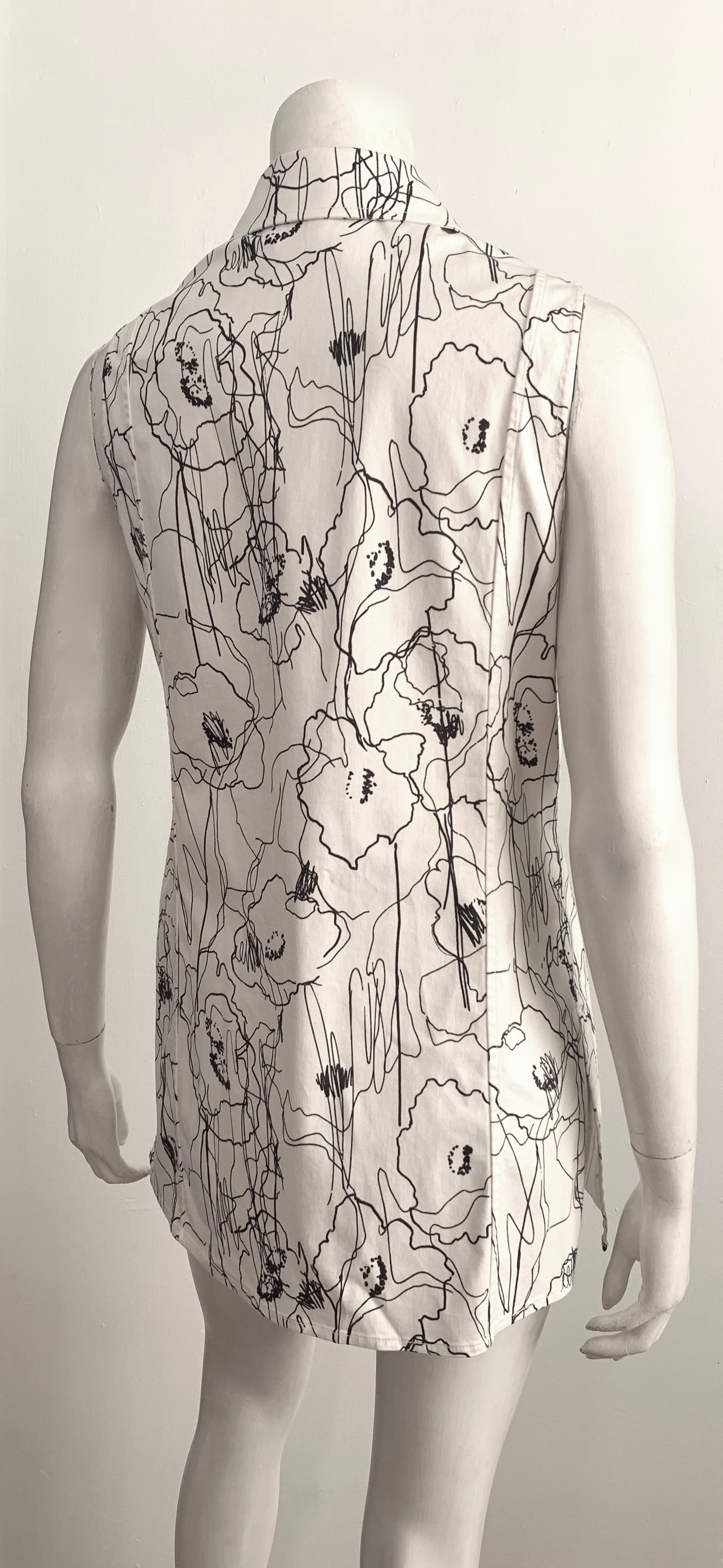 Jason Wu 2016 Resort Scribble Print Cotton Long Sleeveless Shirt Size 10.  For Sale 2