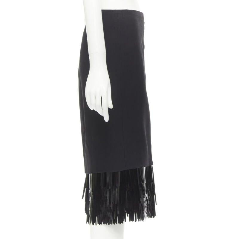 JASON WU black fringe sequins hem cocktail skirt US0 XS In Excellent Condition For Sale In Hong Kong, NT