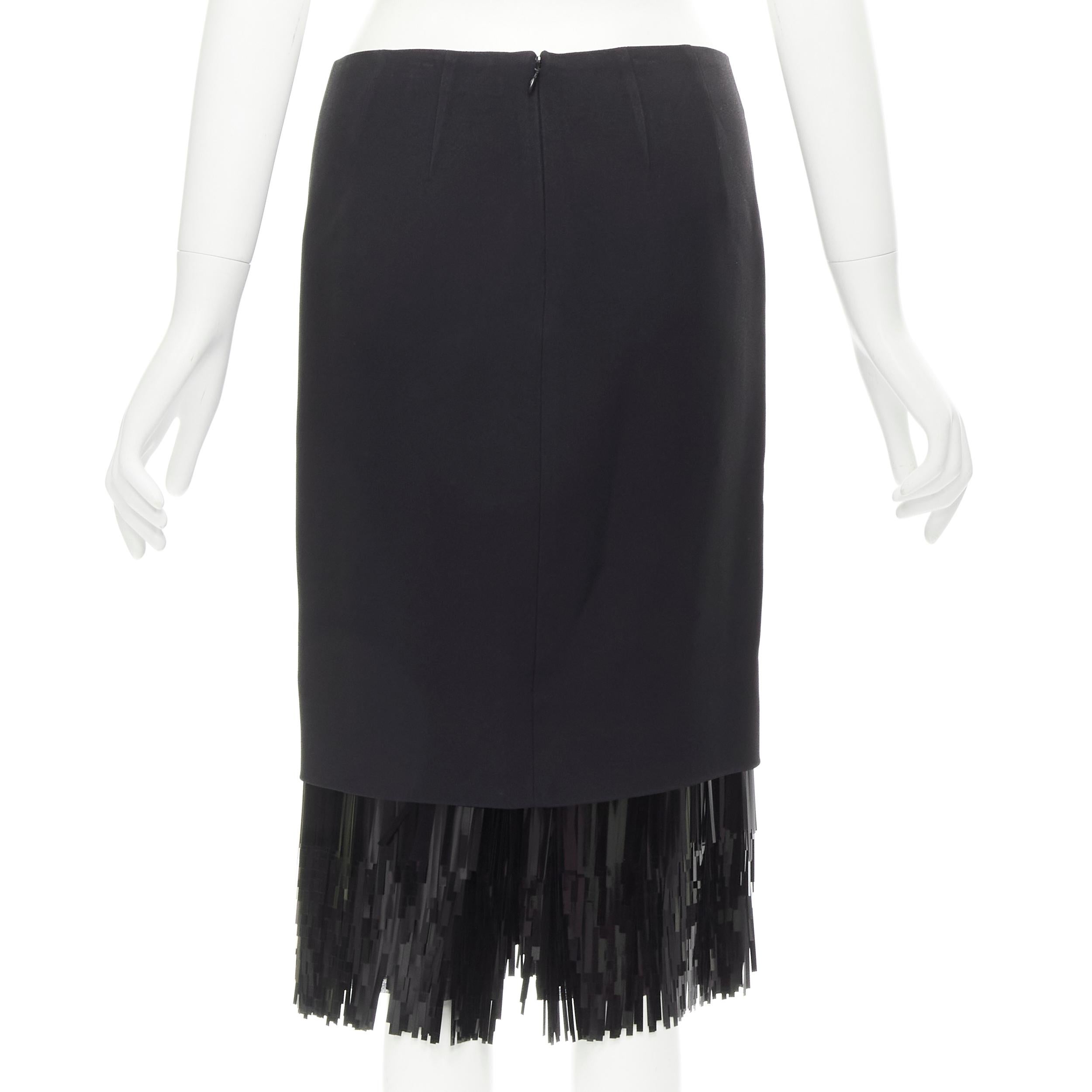 Women's JASON WU black fringe sequins hem cocktail skirt US0 XS For Sale