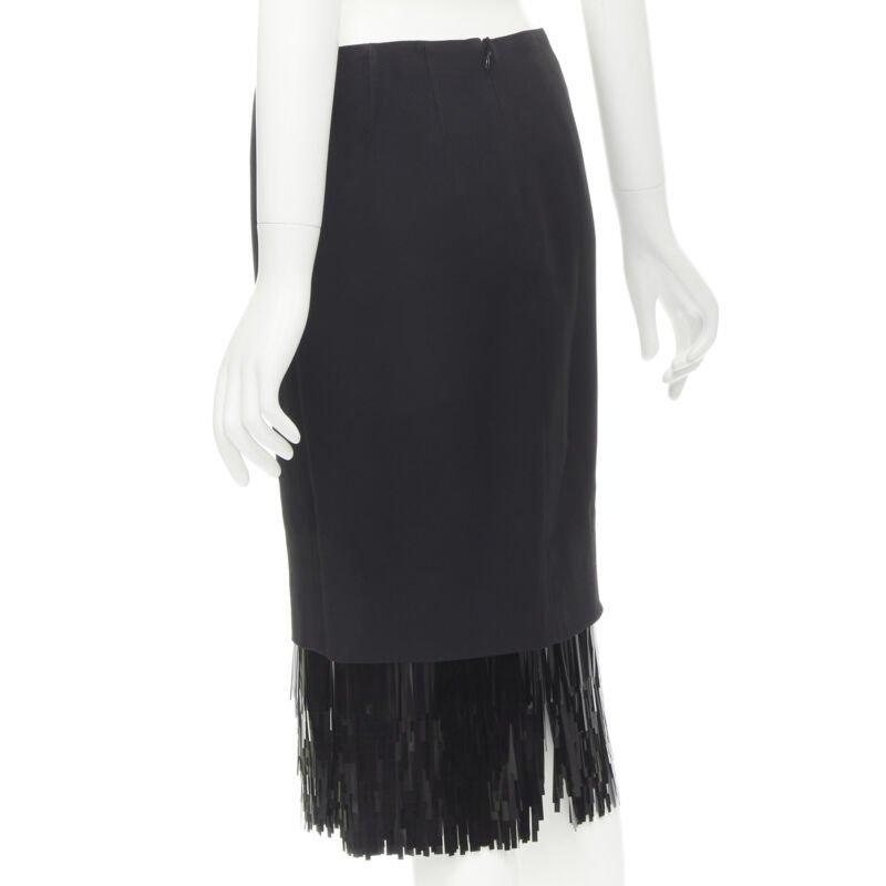 JASON WU black fringe sequins hem cocktail skirt US0 XS For Sale 1
