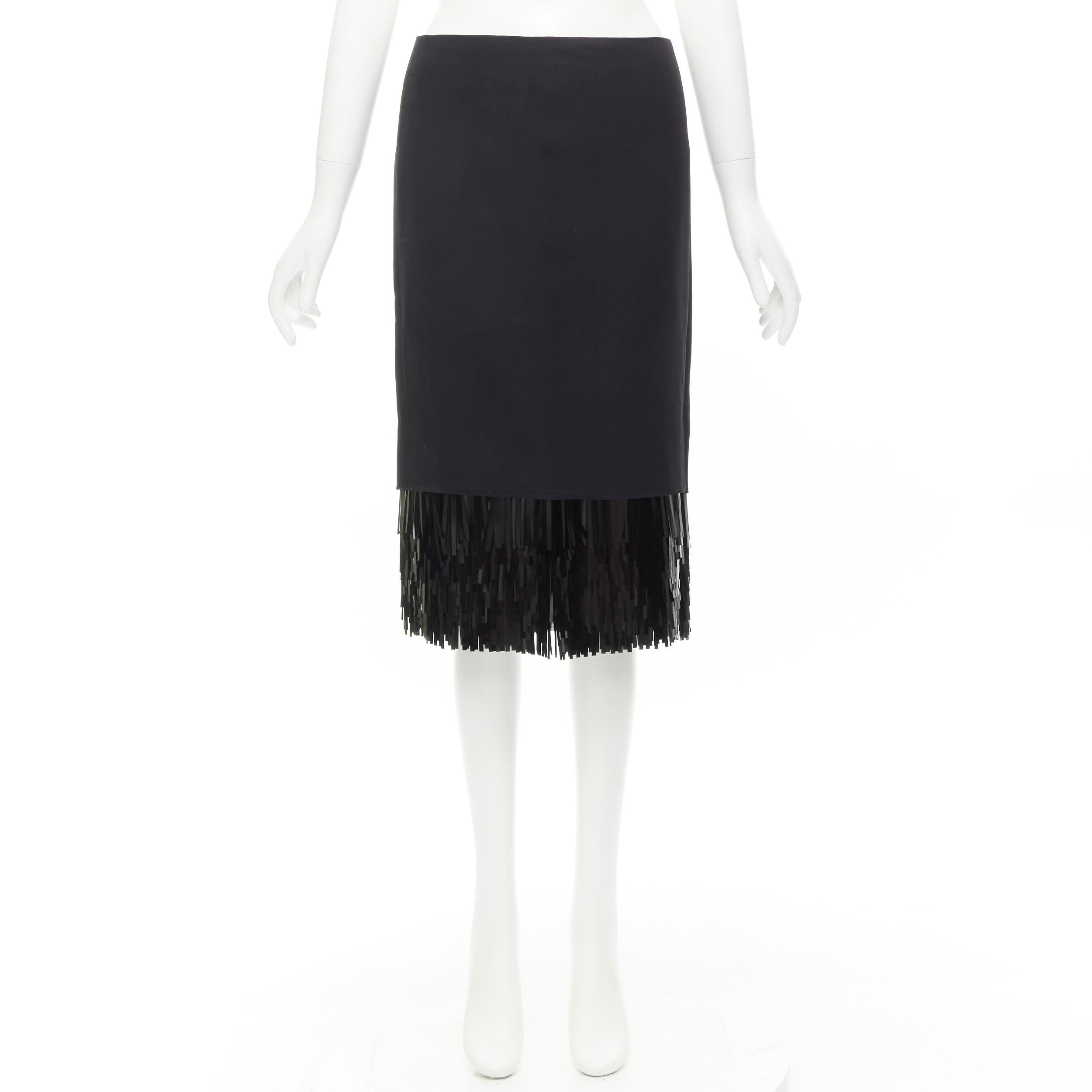 JASON WU black fringe sequins hem cocktail skirt US0 XS For Sale 4