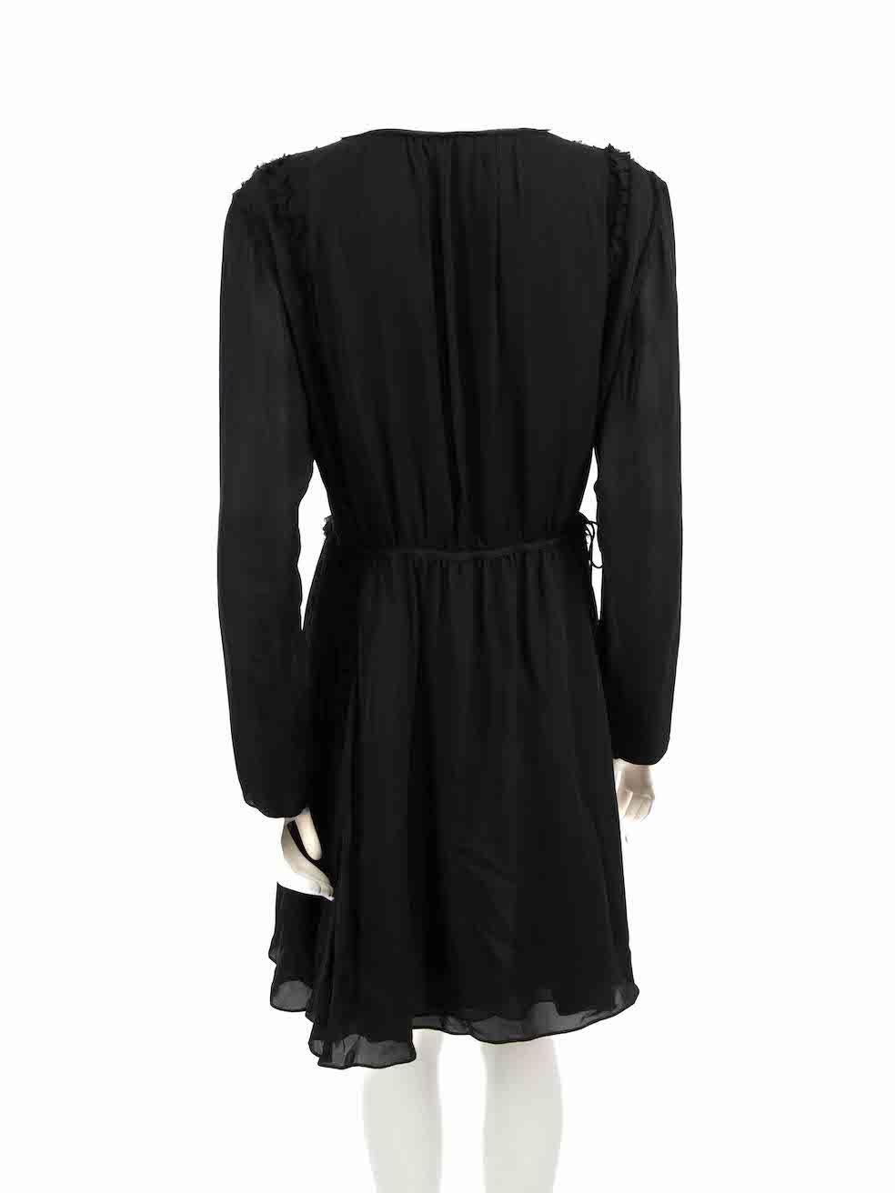 Jason Wu Black Silk Ruffle Trimmed Dress Size XXL In Good Condition For Sale In London, GB