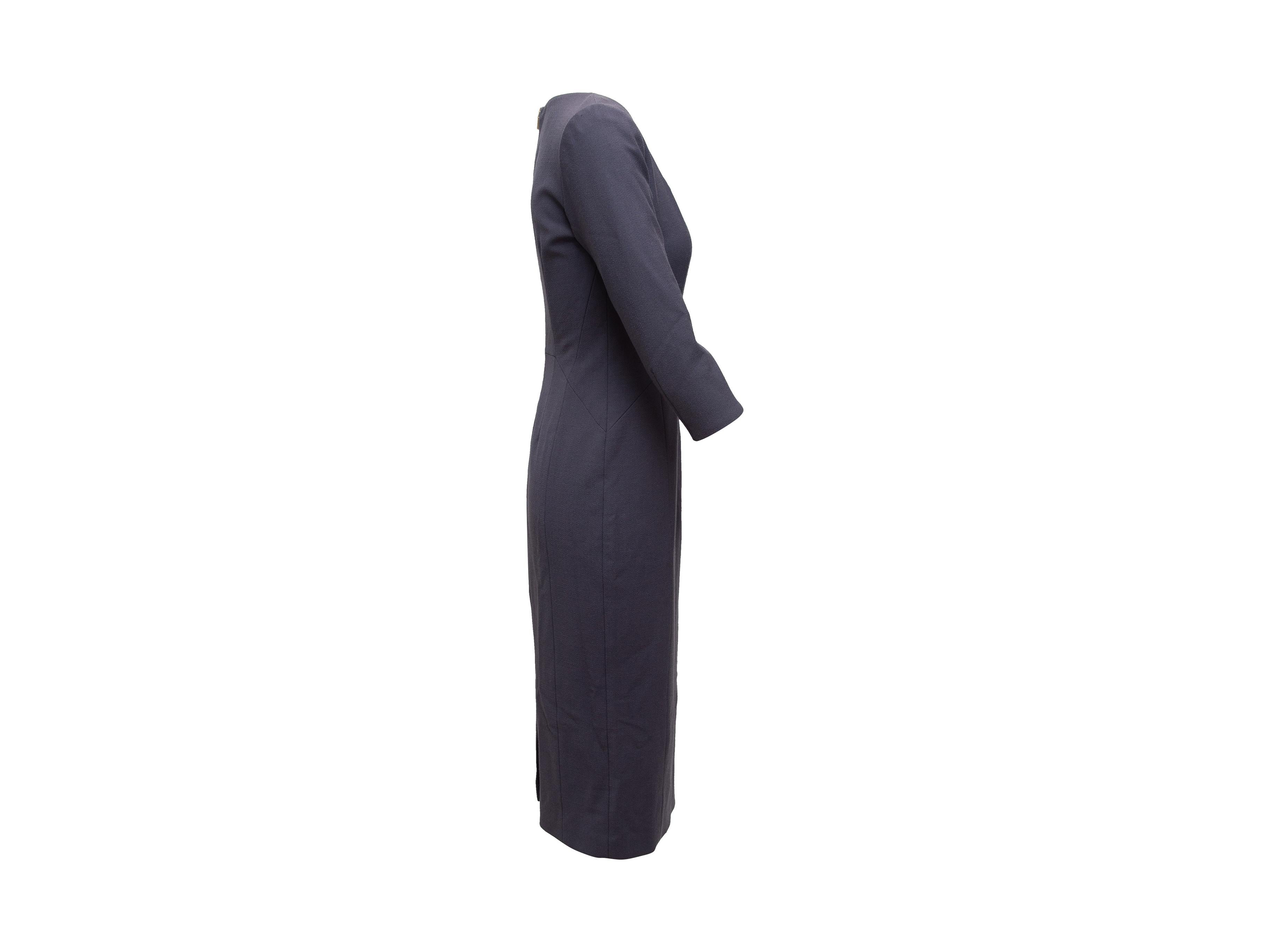 Product details: Charcoal virgin wool midi dress by Jason Wu. Scoop neck. Three-quarter sleeves. Zip closure at back. 30