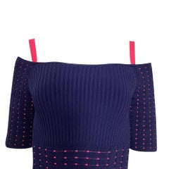 Knielanges Kleid mit schulterfreiem Ausschnitt von Jason Wu aus marineblauer Viskose