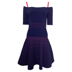 Knielanges Kleid mit schulterfreiem Ausschnitt von Jason Wu aus marineblauer Viskose