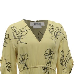 Abito midi con scollo a V e stampa floreale di Jason Wu in viscosa giallo pastello