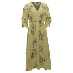 Abito midi con scollo a V e stampa floreale di Jason Wu in viscosa giallo pastello