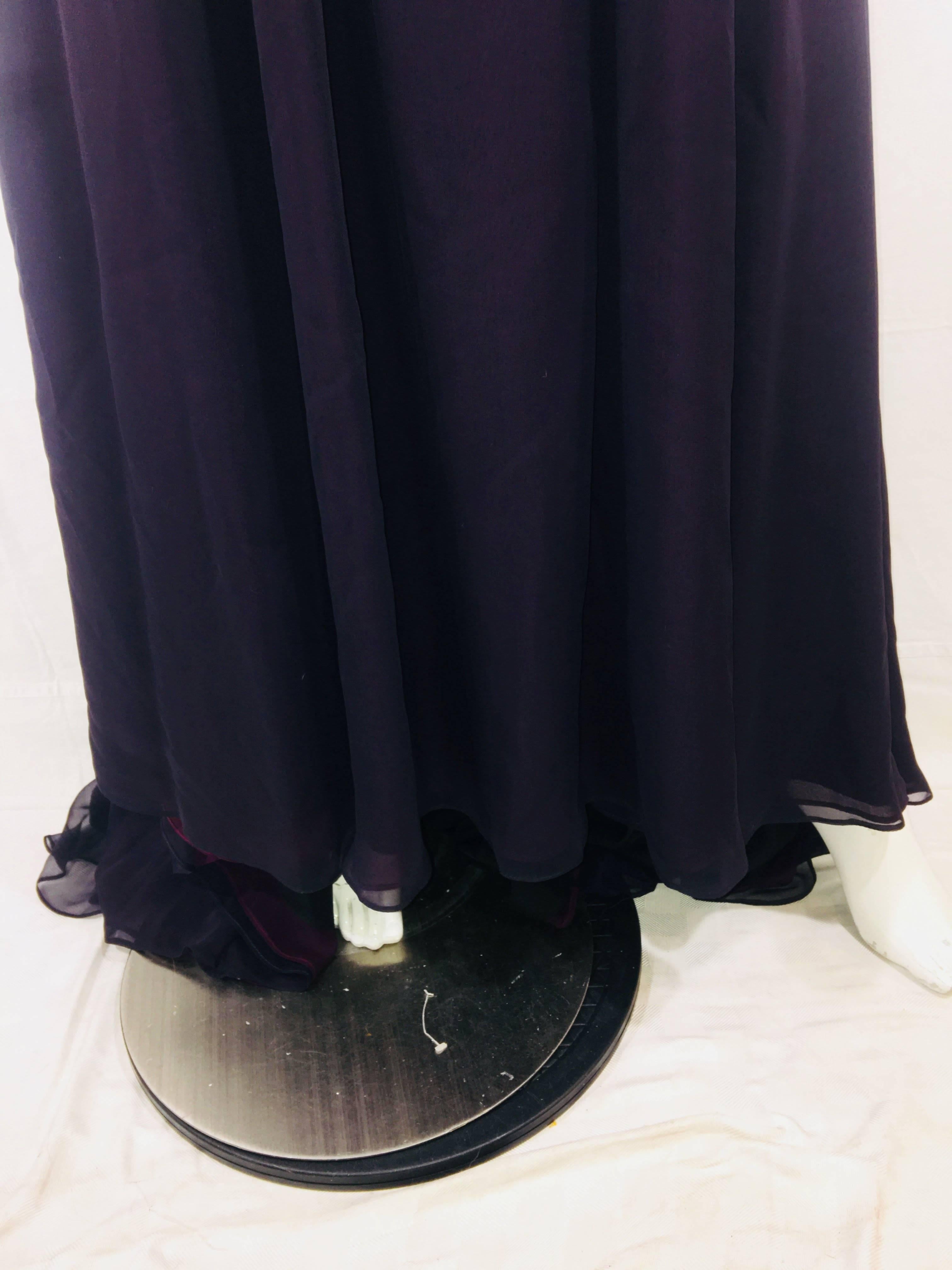 Jason Wu Sleeveless Gown with Black Detail Top and Purple Flowing Skirt with Wide Waistband.