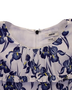 Abito con volant e stampa Iris di Jason Wu in seta bianca