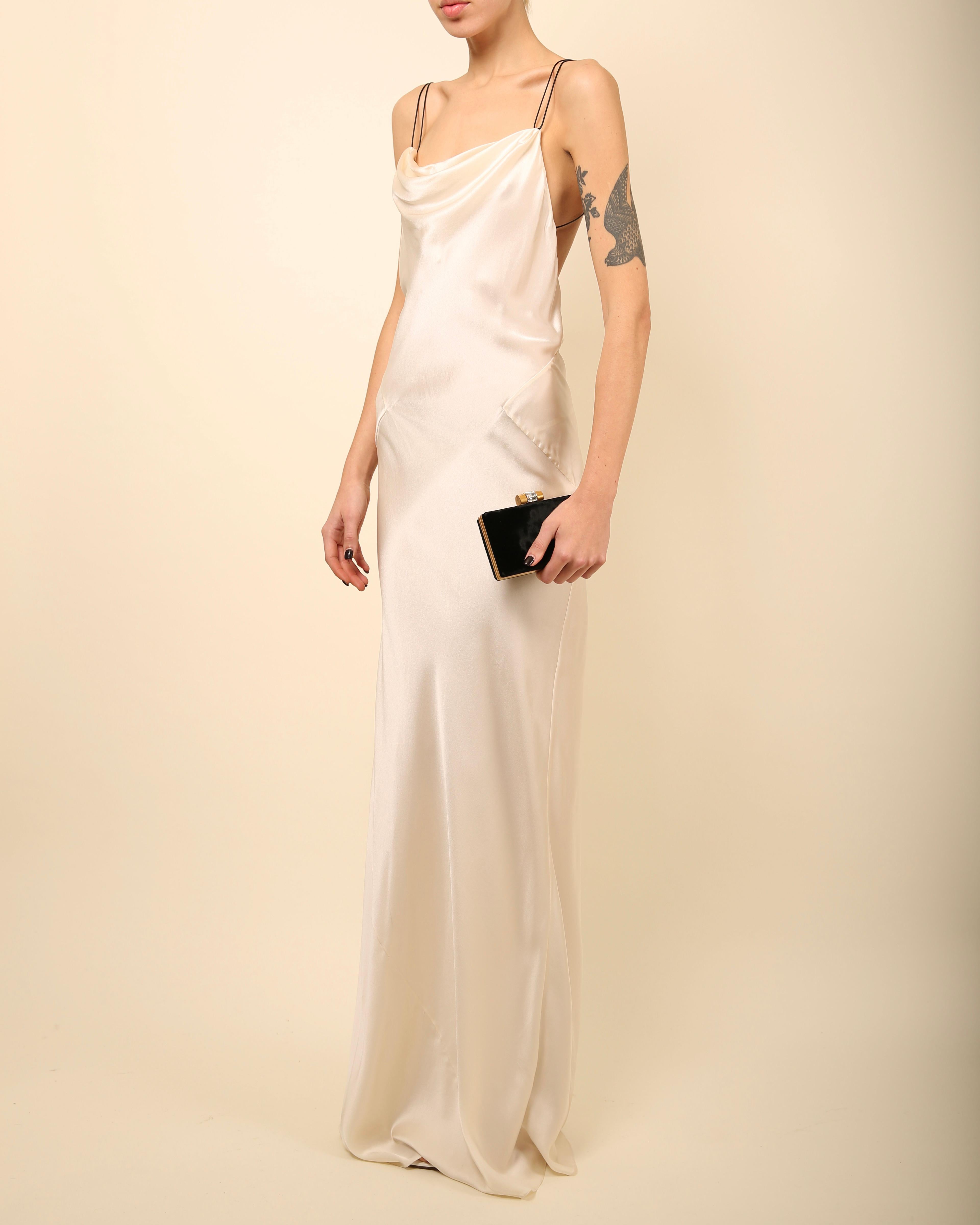 Jason Wu Ivory black leather strap backless silk maxi slip dress wedding gown For Sale 2