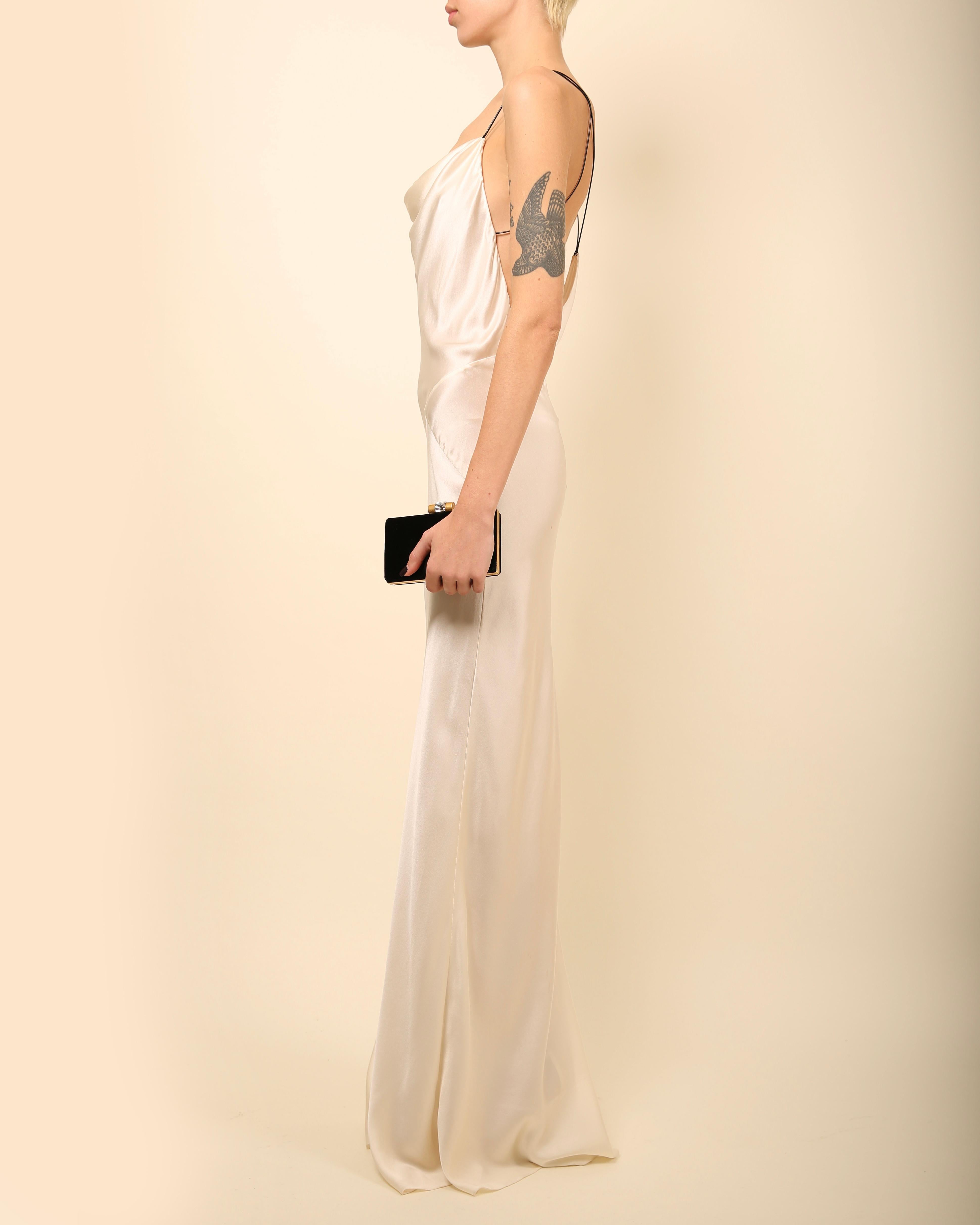 Jason Wu Ivory black leather strap backless silk maxi slip dress wedding gown For Sale 3