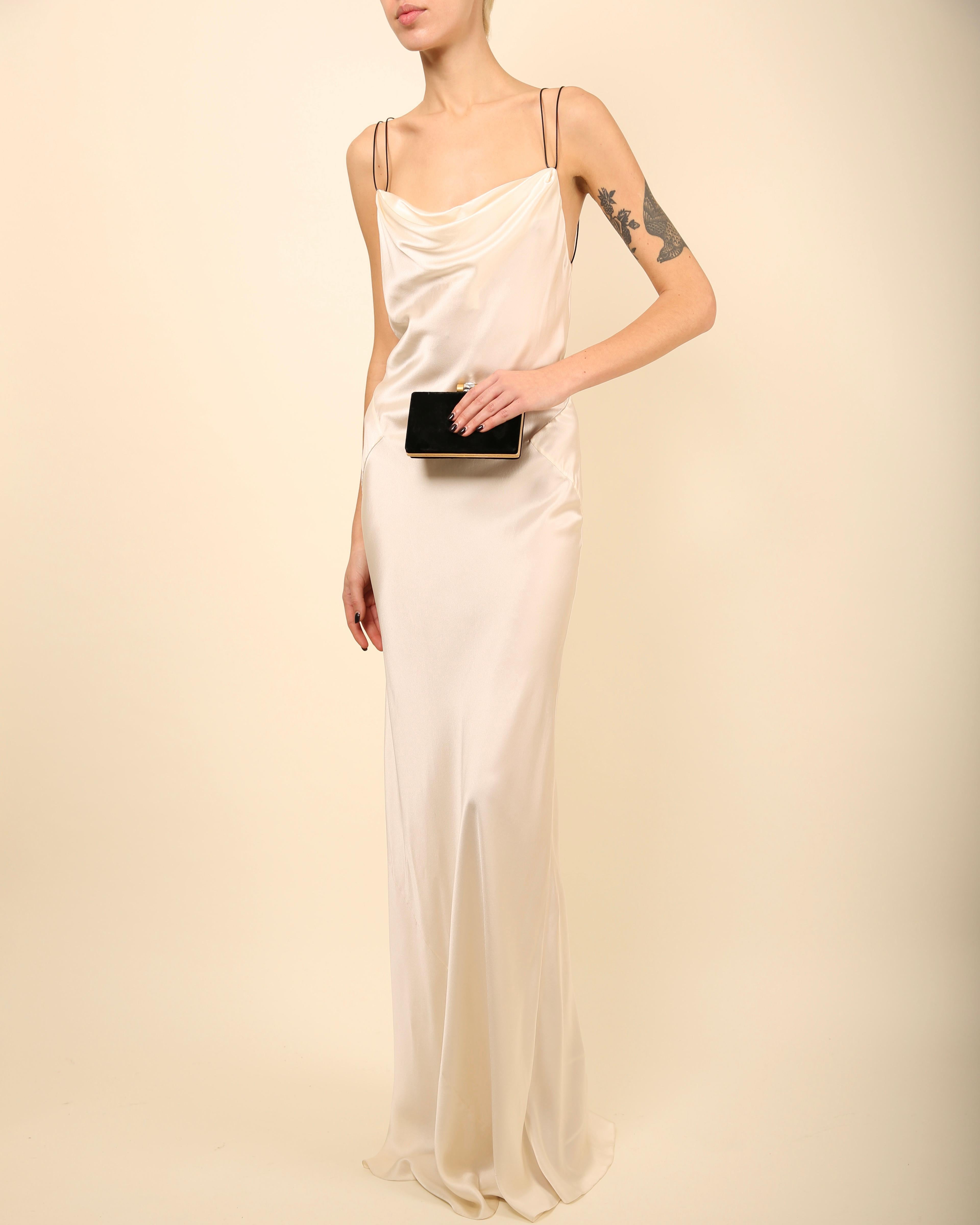 Jason Wu Ivory black leather strap backless silk maxi slip dress wedding gown For Sale 4