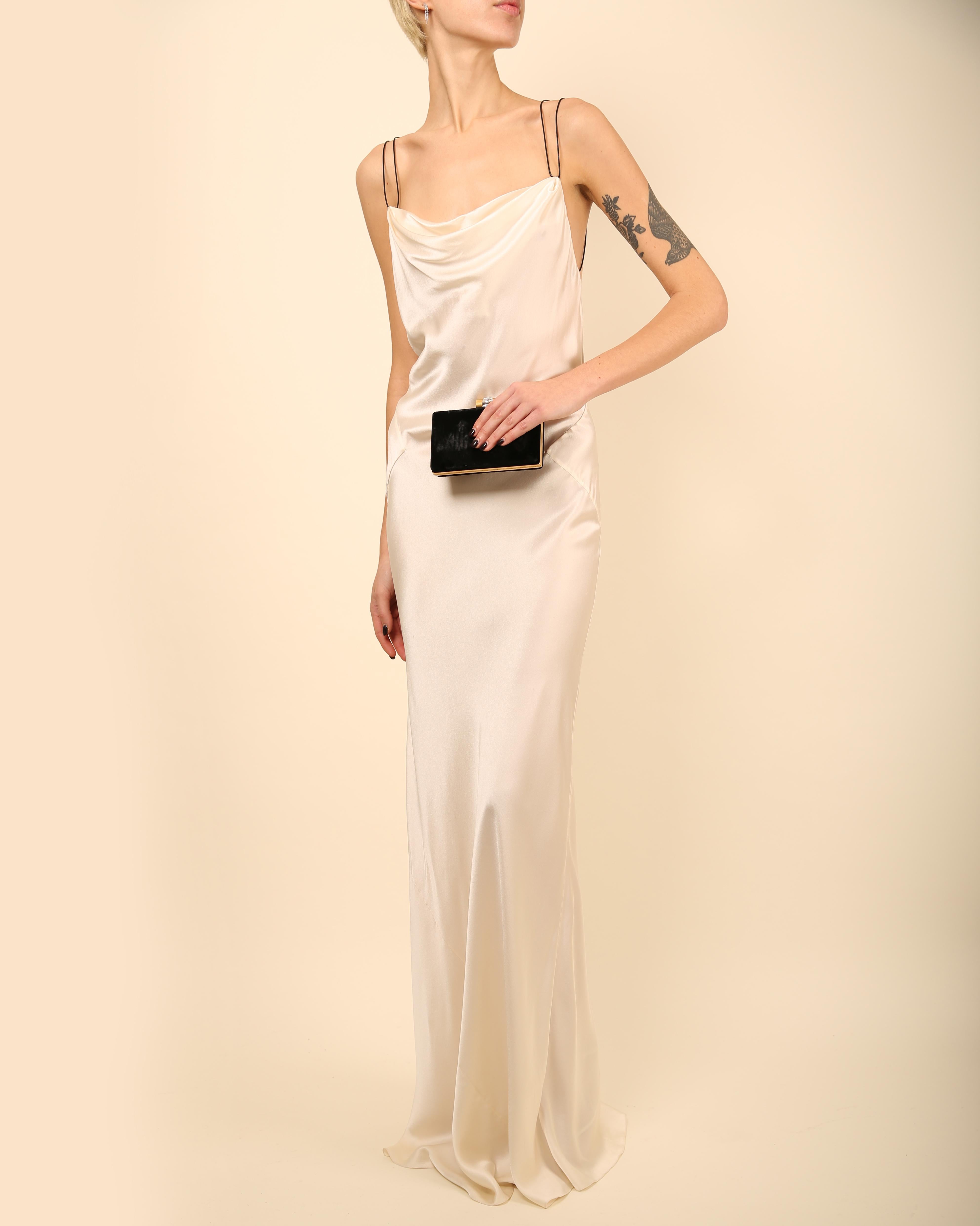 Jason Wu Ivory black leather strap backless silk maxi slip dress wedding gown For Sale 5