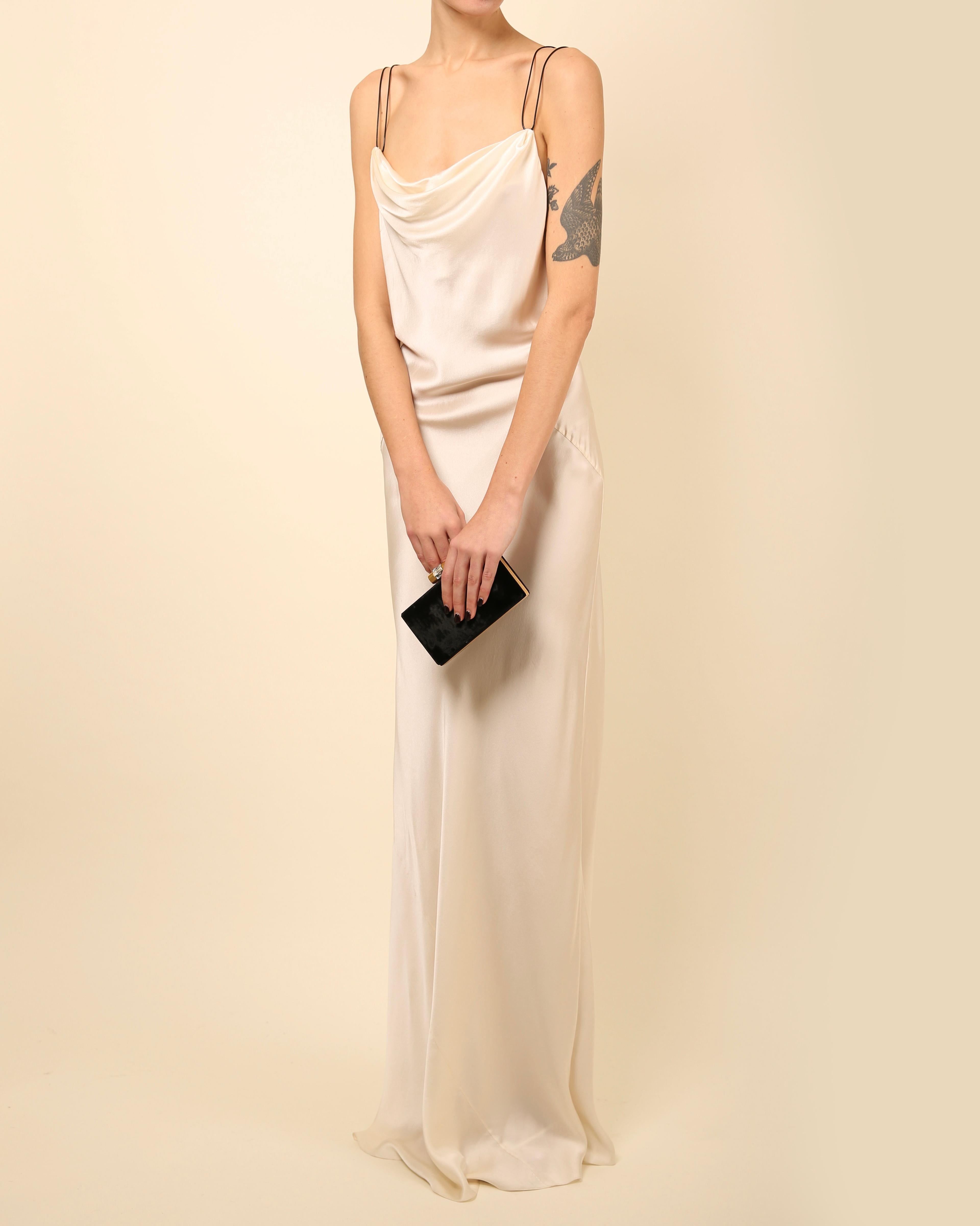 Jason Wu Ivory black leather strap backless silk maxi slip dress wedding gown For Sale 6