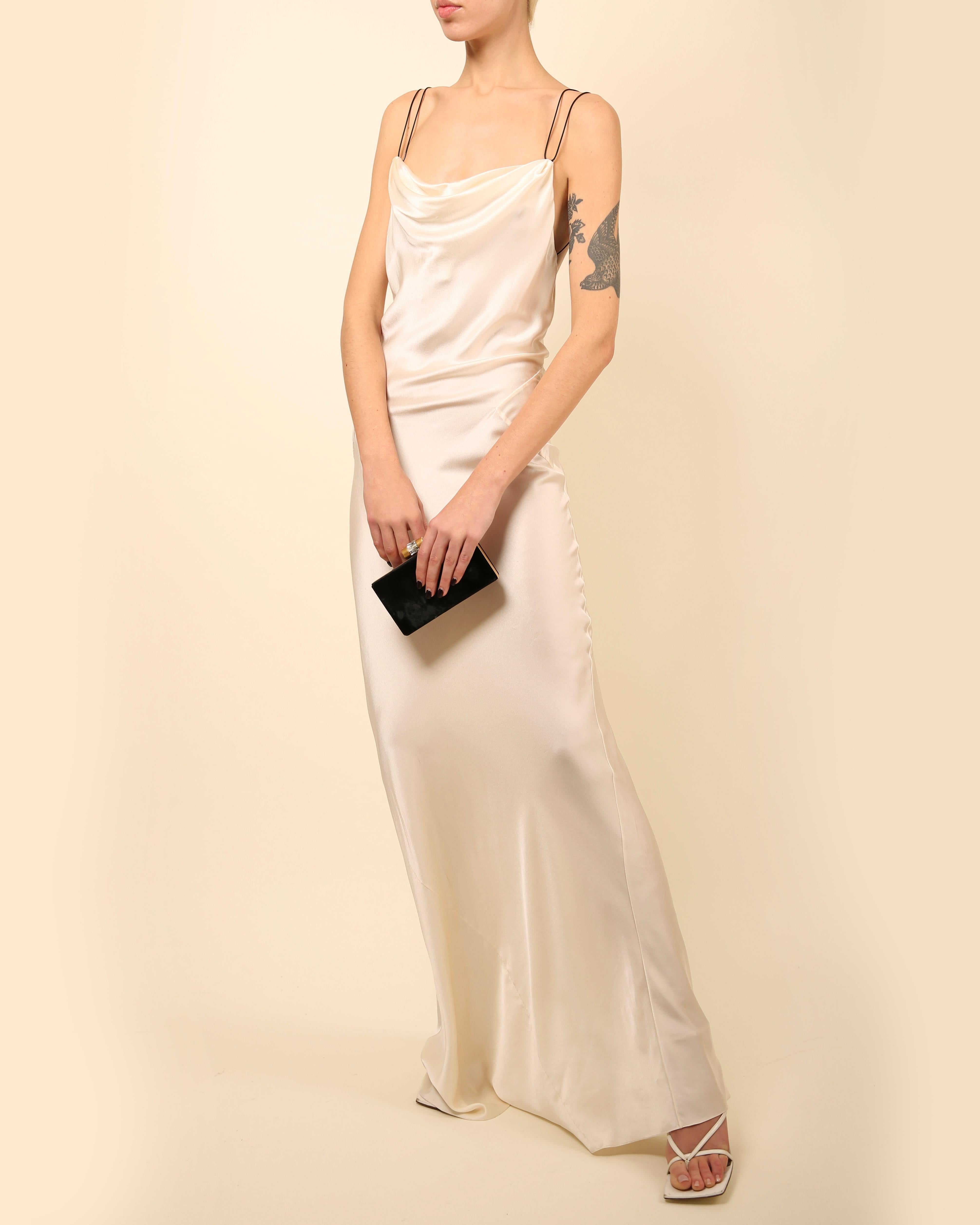 Jason Wu Ivory black leather strap backless silk maxi slip dress wedding gown For Sale 7